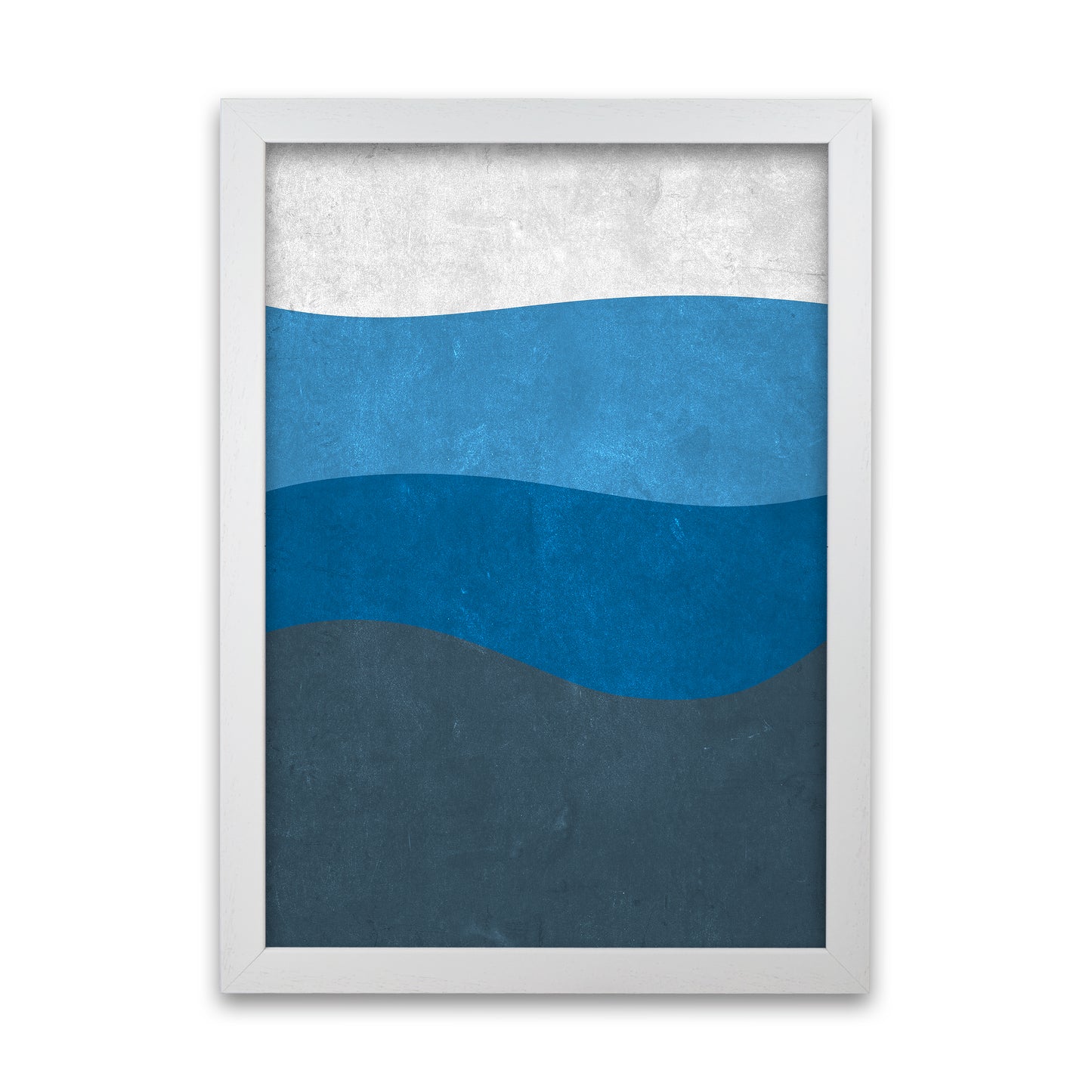 Abstract Blue Seascape Grunge A1 White Grain Frame