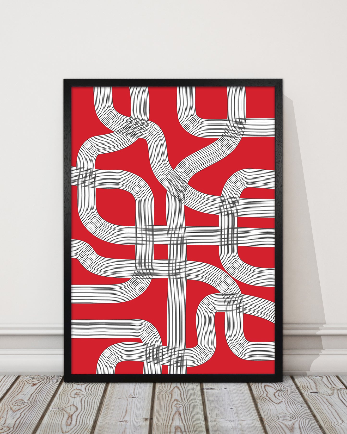 Red Black and White Abstract