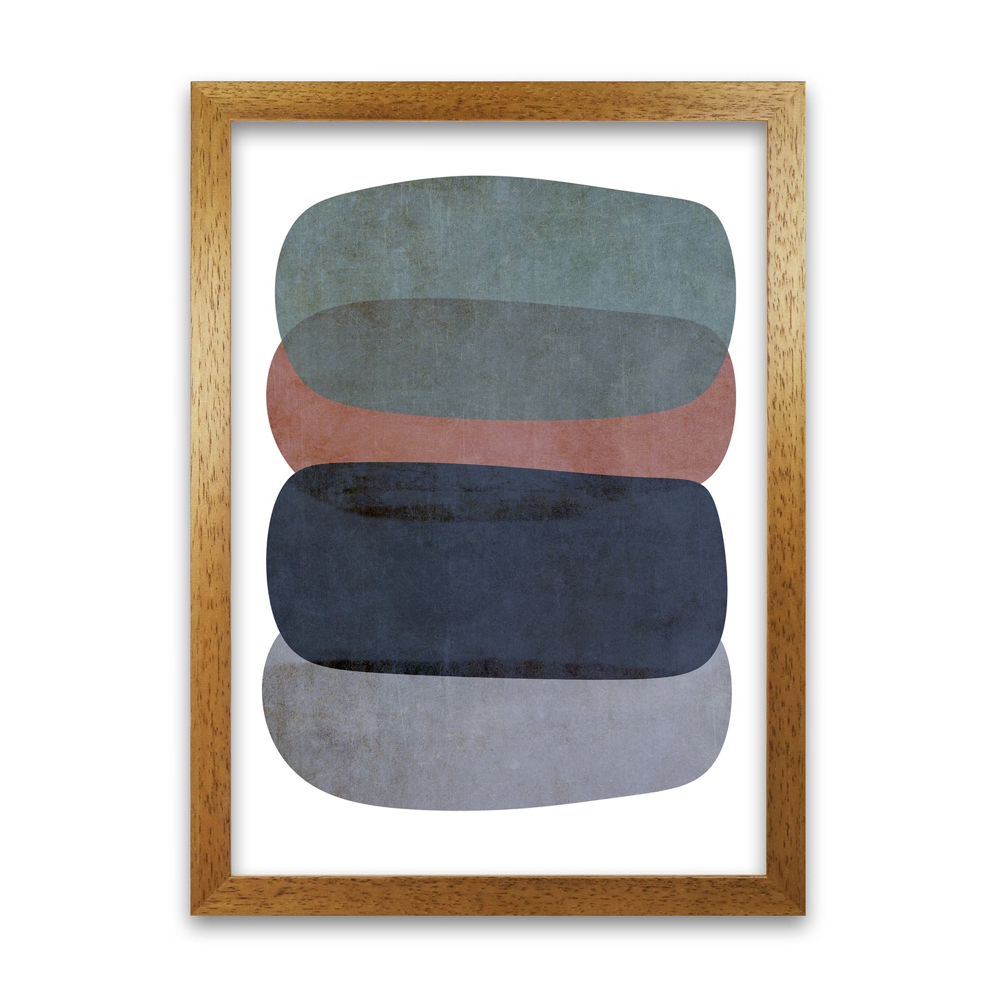 Earth Tones Soft Abstract Shapes A1 Honey Oak Frame