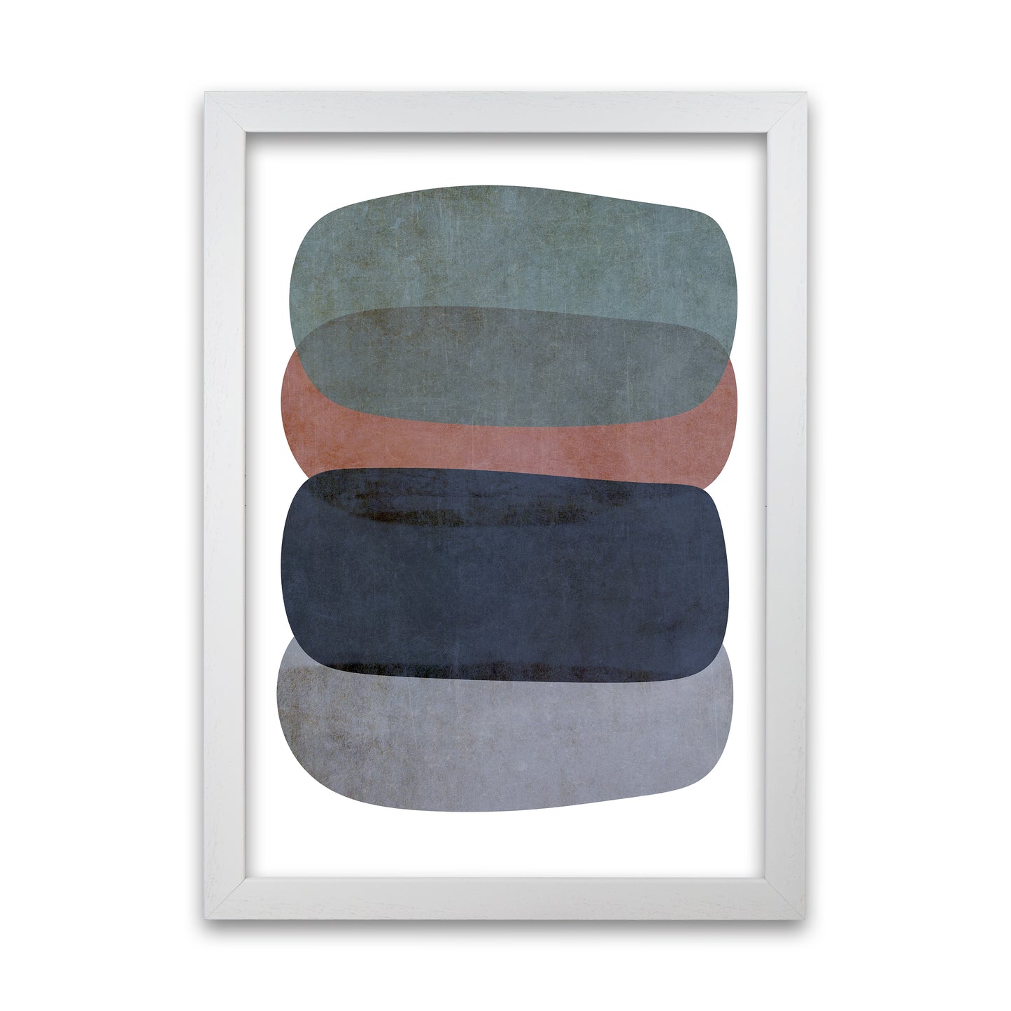 Earth Tones Soft Abstract Shapes A1 White Grain Frame