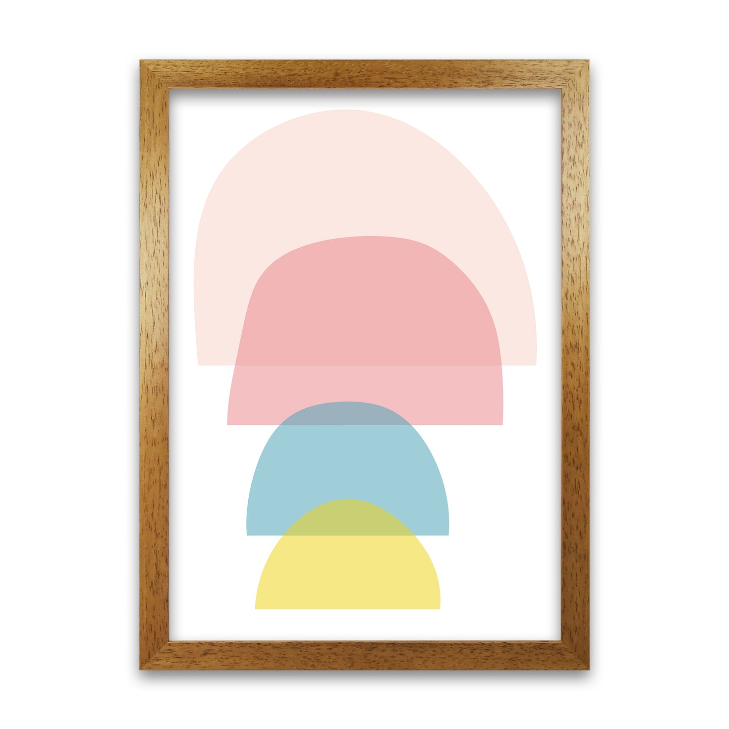 Four Coloured Half Pebbles Original A1 Honey Oak Frame