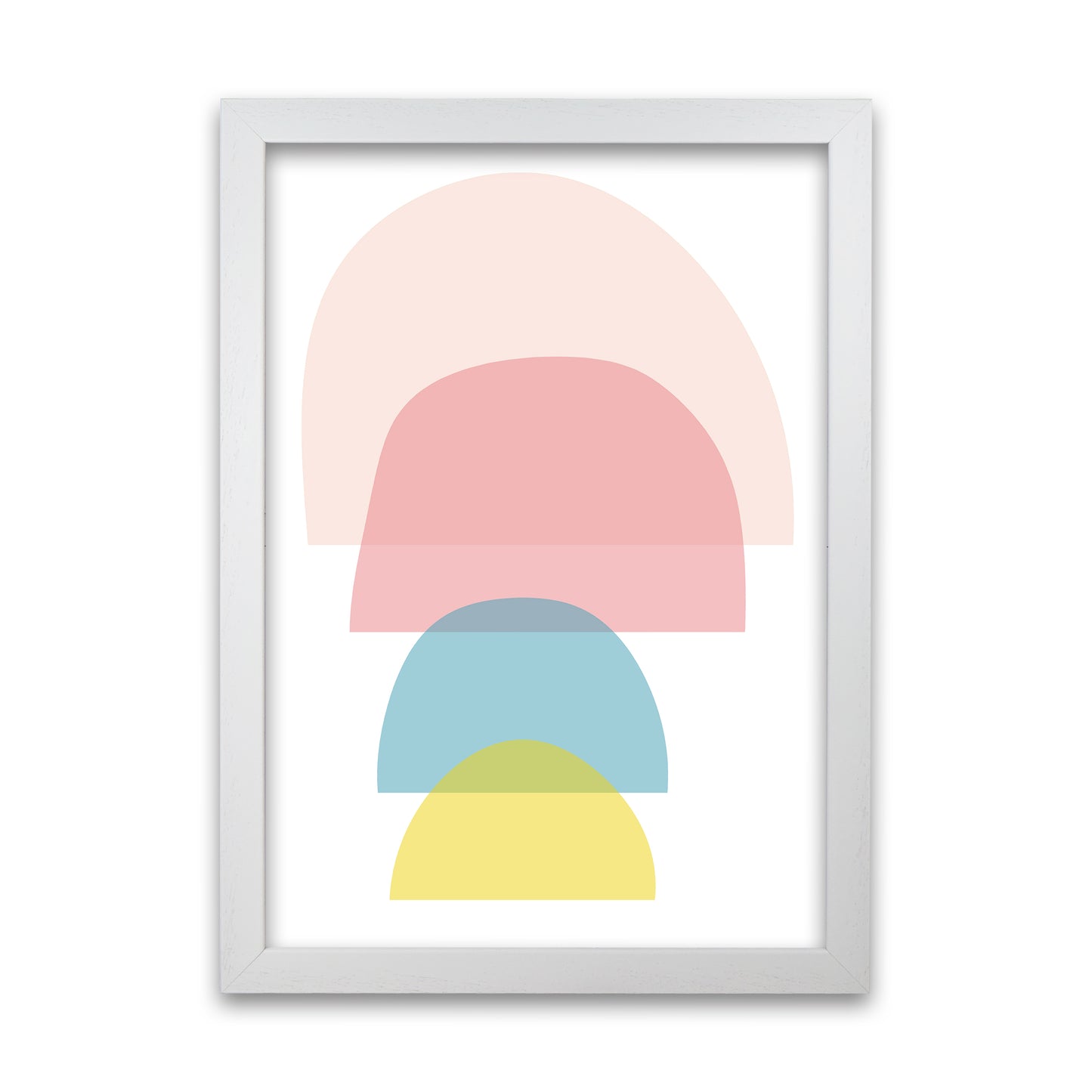 Four Coloured Half Pebbles Original A1 White Grain Frame