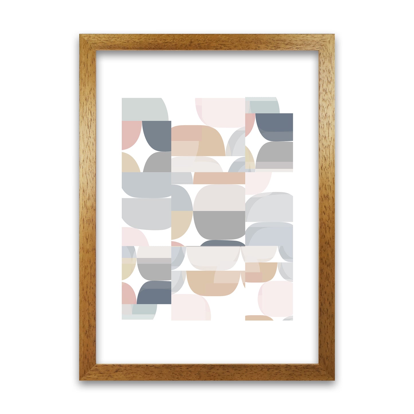 Light Desaturated Abstract Wall Art A1 Honey Oak Frame