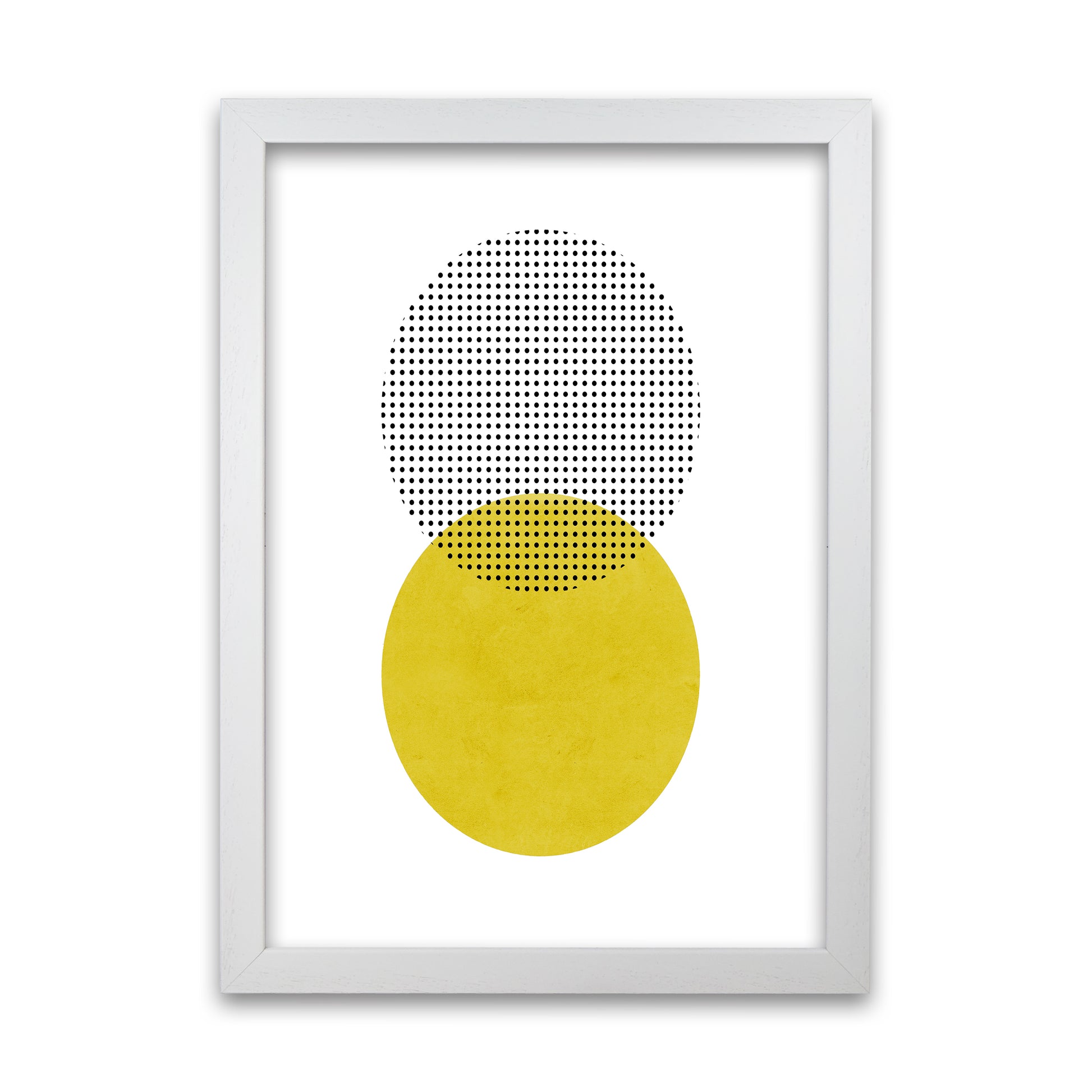 Mid Century Circles Original  A1 White Grain Frame