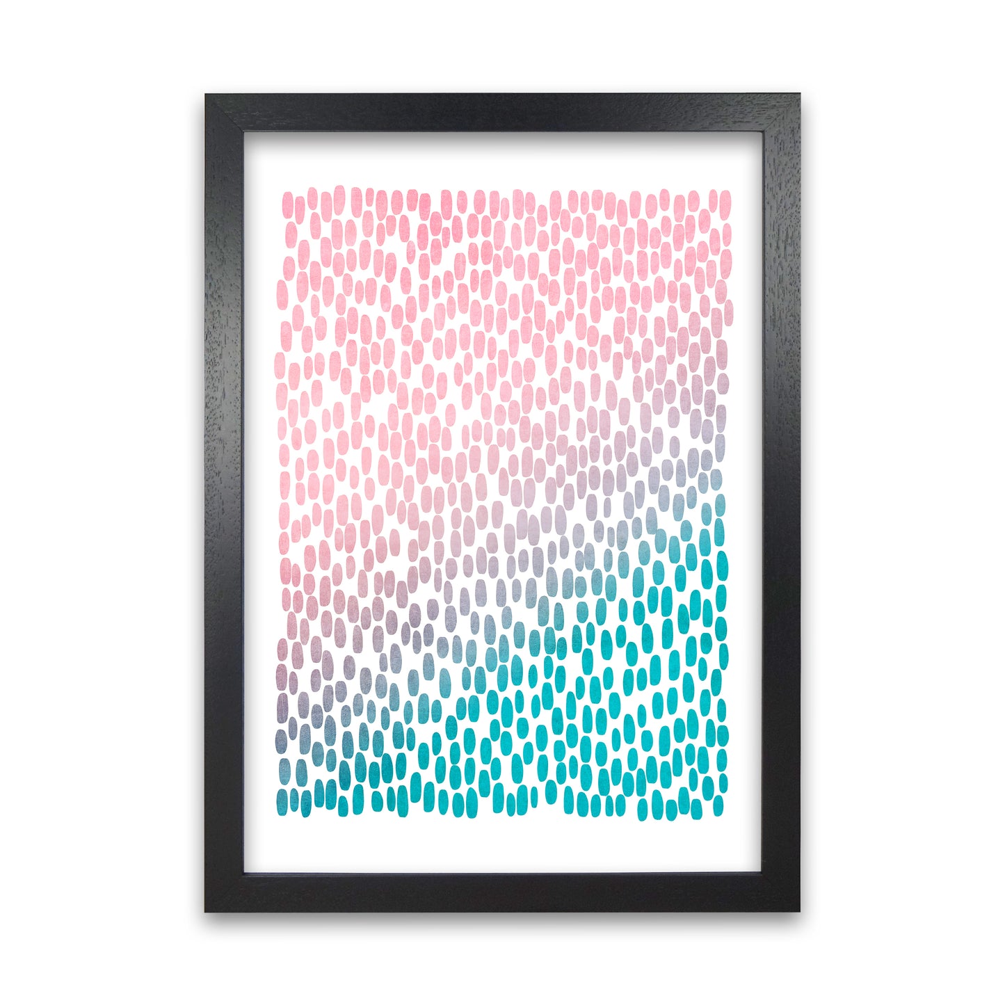 Pink and Blue Abstract Dots A1 Black Grain Frame