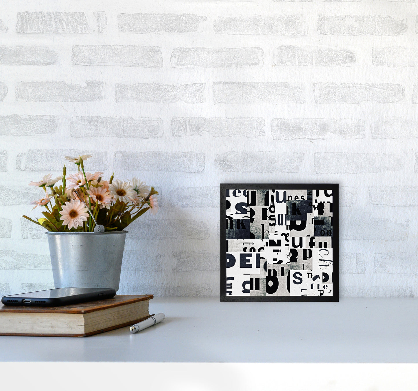 Black and White Typography Pair B Original4040 White Frame