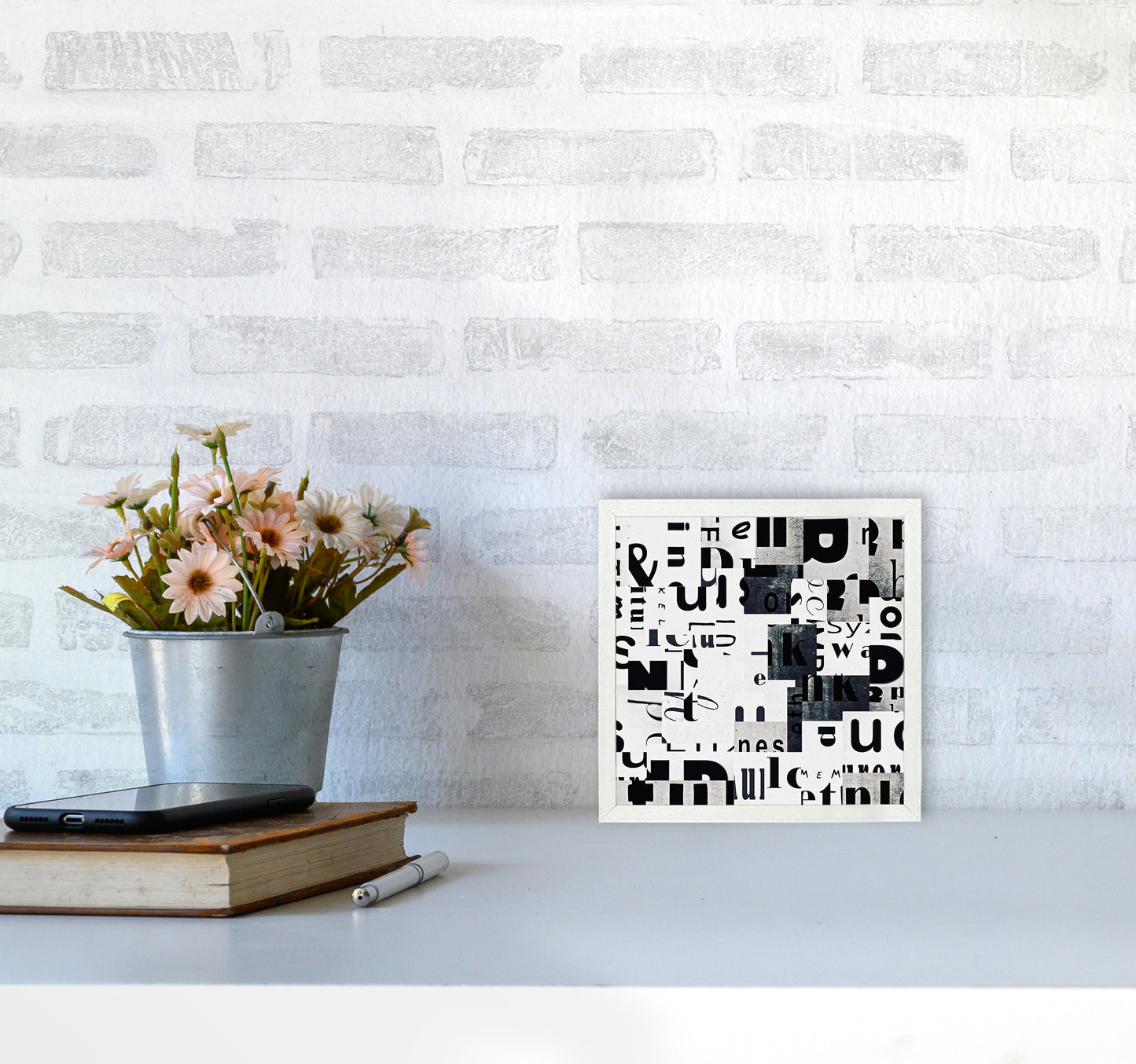 Black and White Typography Pair A Original4040 Oak Frame