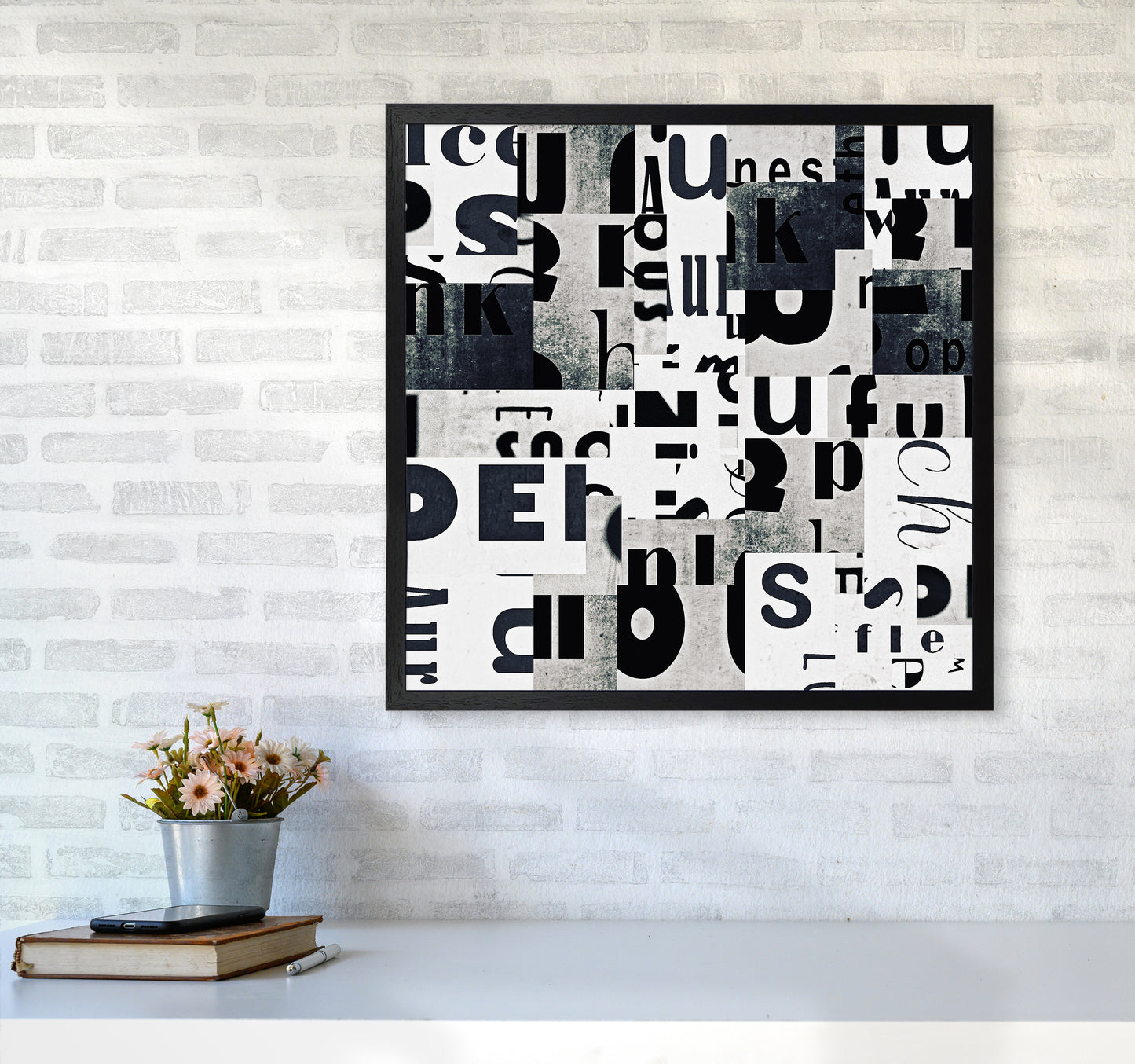 Black and White Typography Pair B Original6060 White Frame