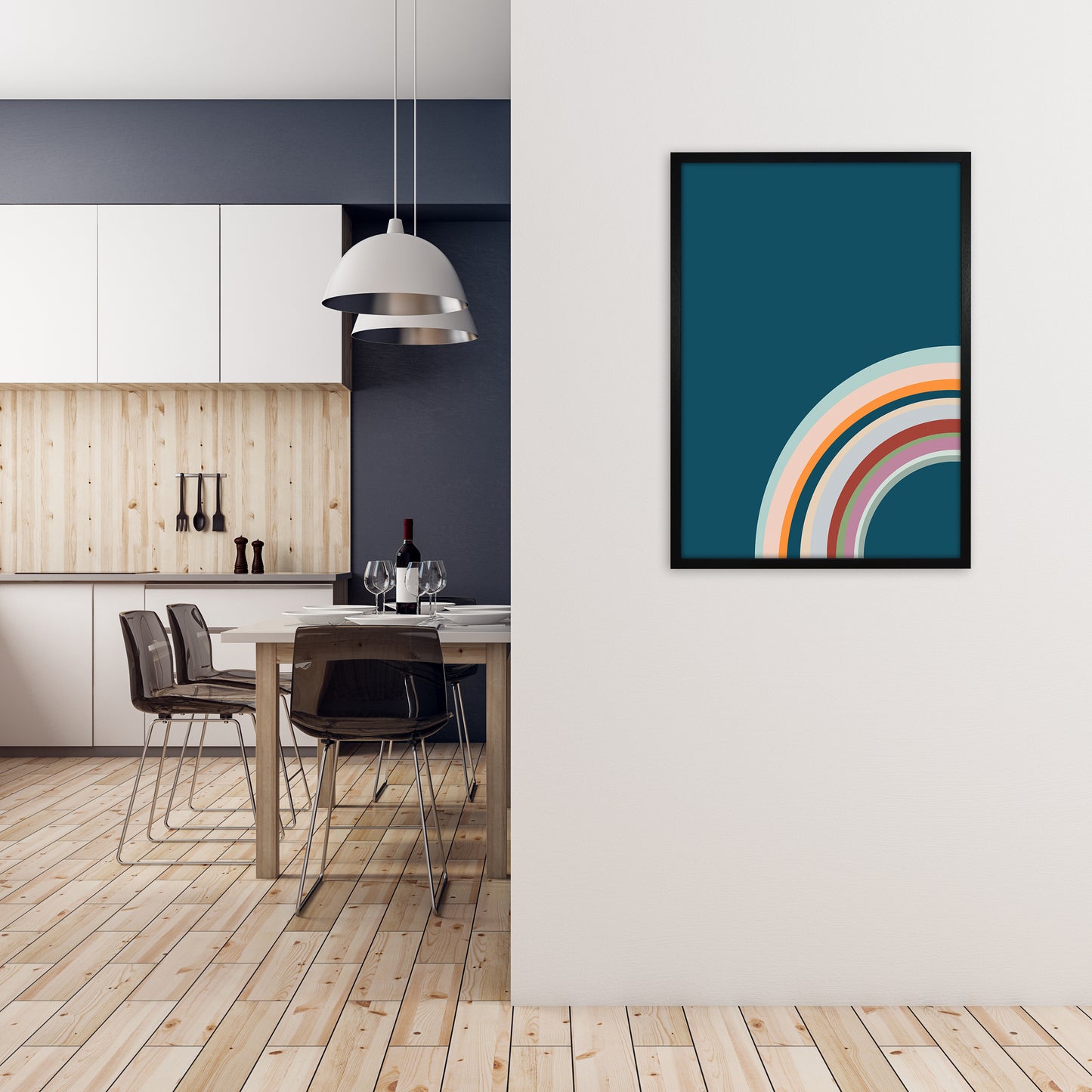 Pair of Nursery Rainbow Prints Left A A1 White Frame