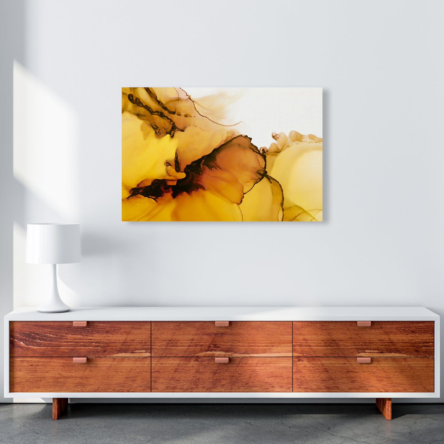Yellow Watercolor Abstract Original A1 Canvas