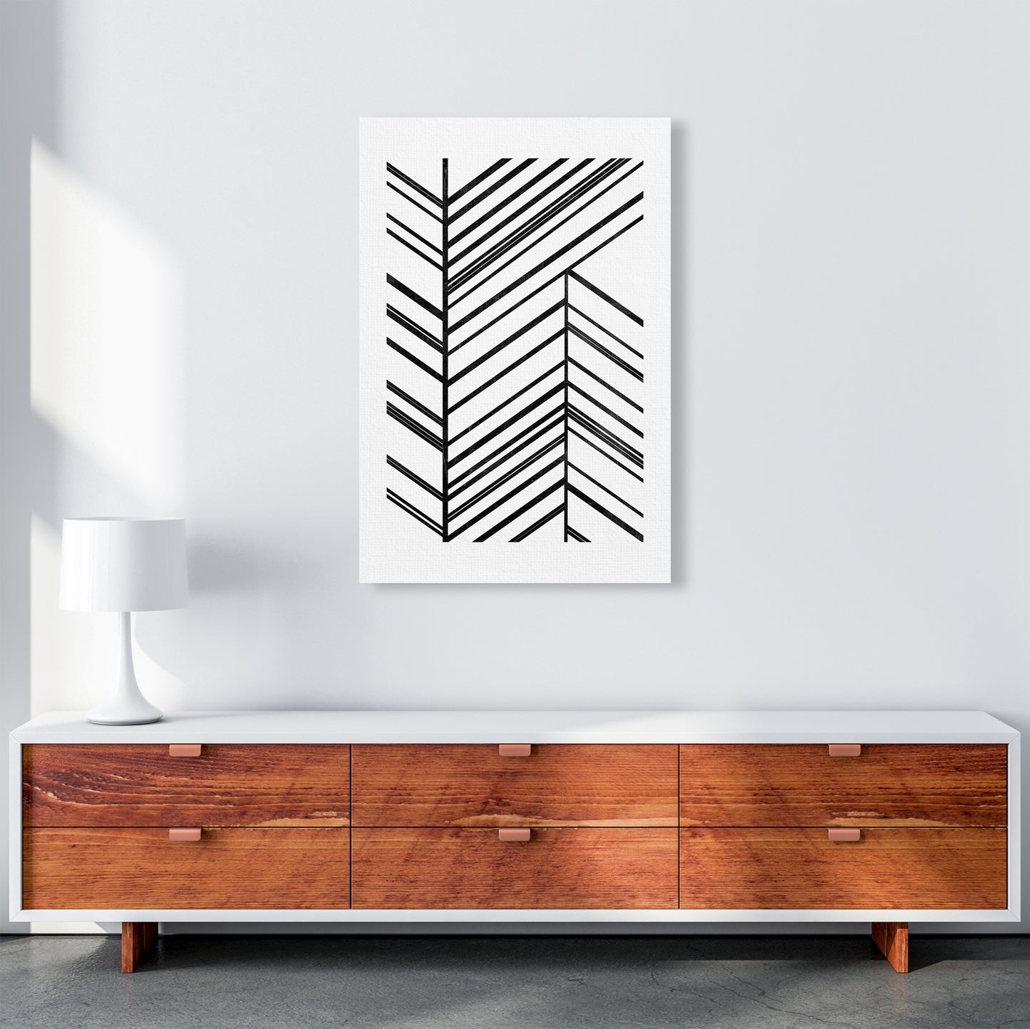 Black White Rough Line Print A1 Canvas