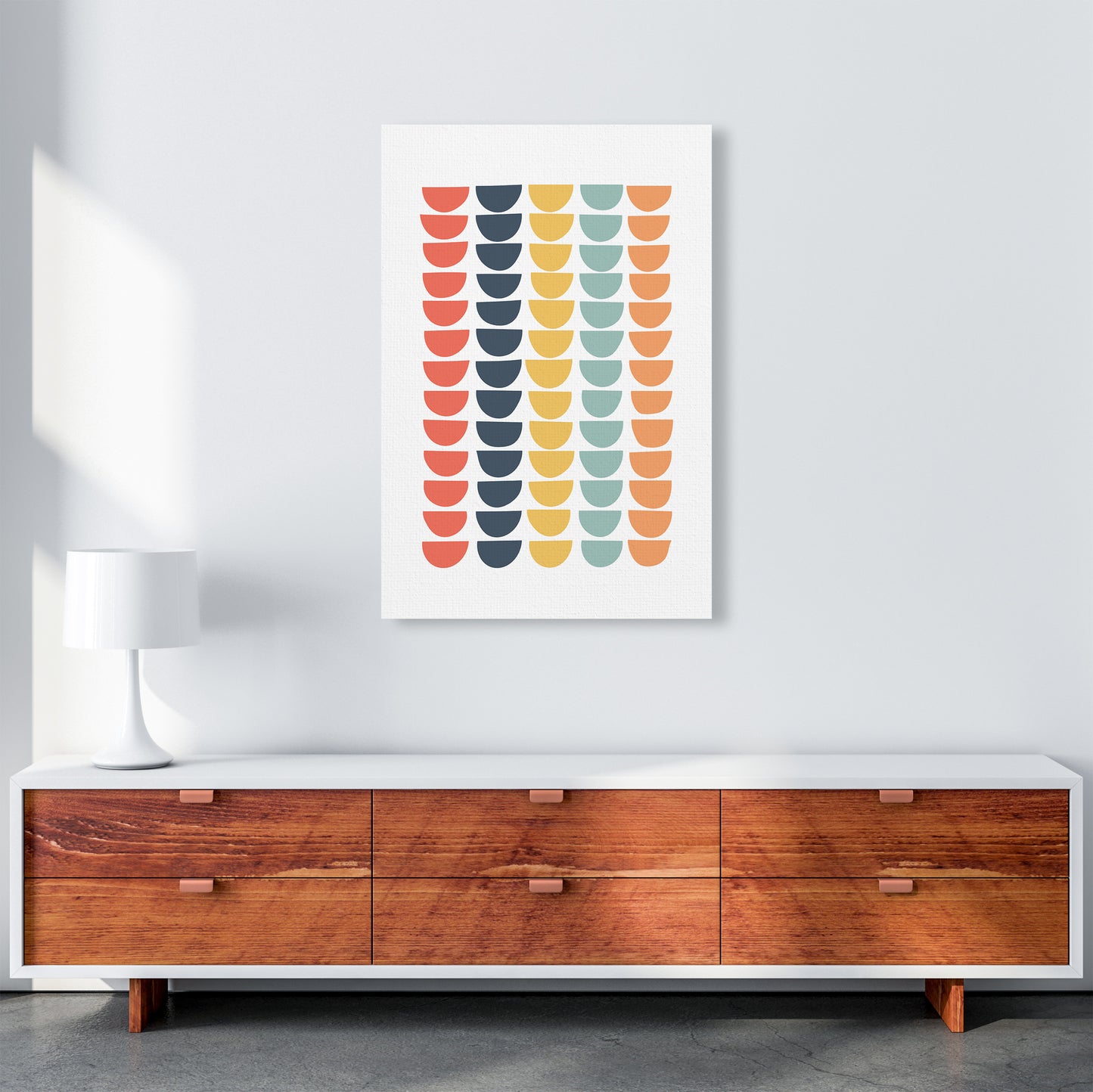 Retro Multicolor Half Circles Original A1 Canvas