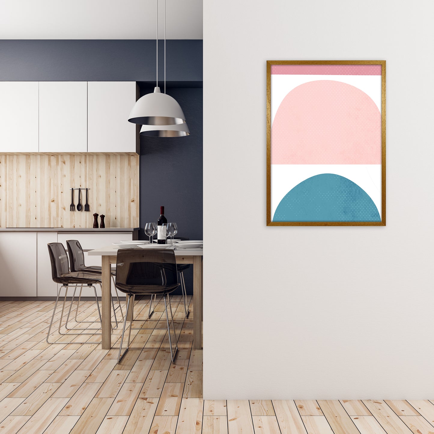 Abstract Blue and Pink Original A1 Print Only