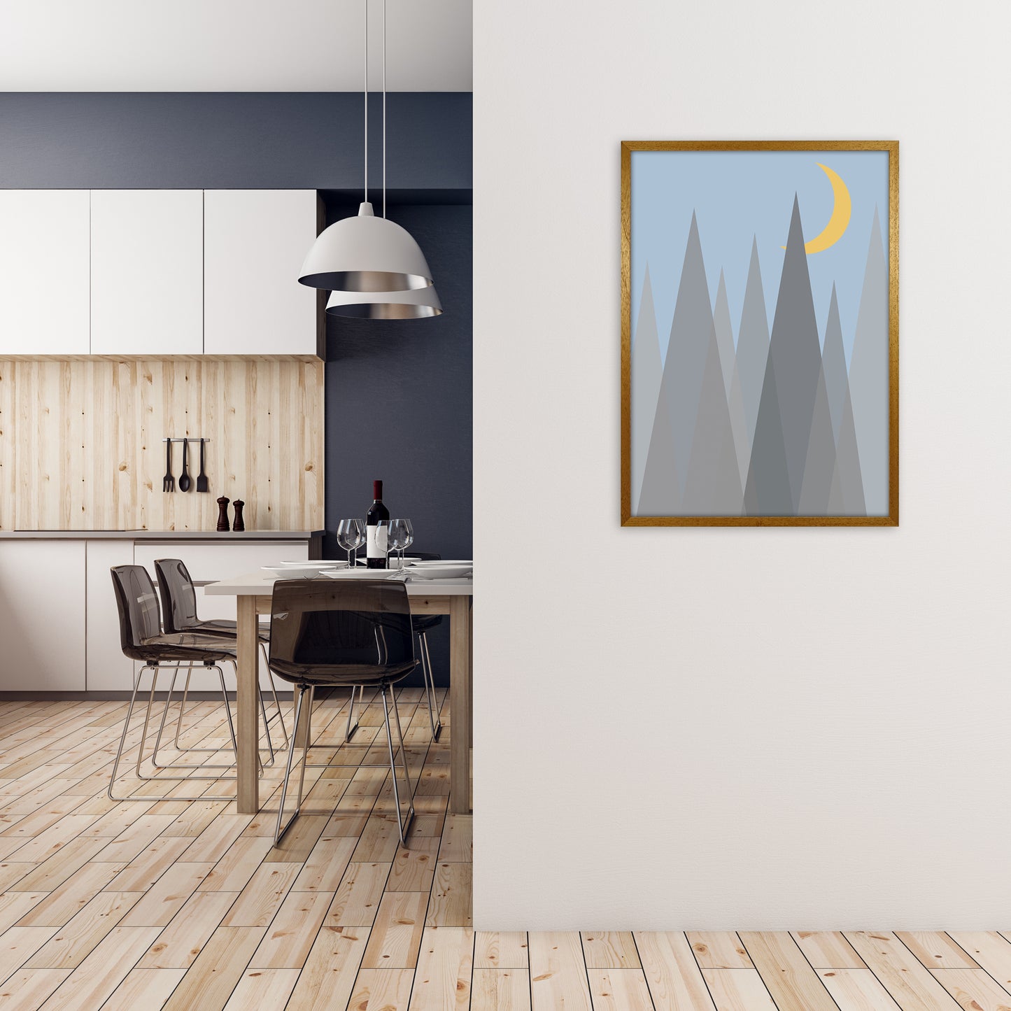 Day and Night Nursery Mid Century Modern Art Prints Night B A1 Print Only