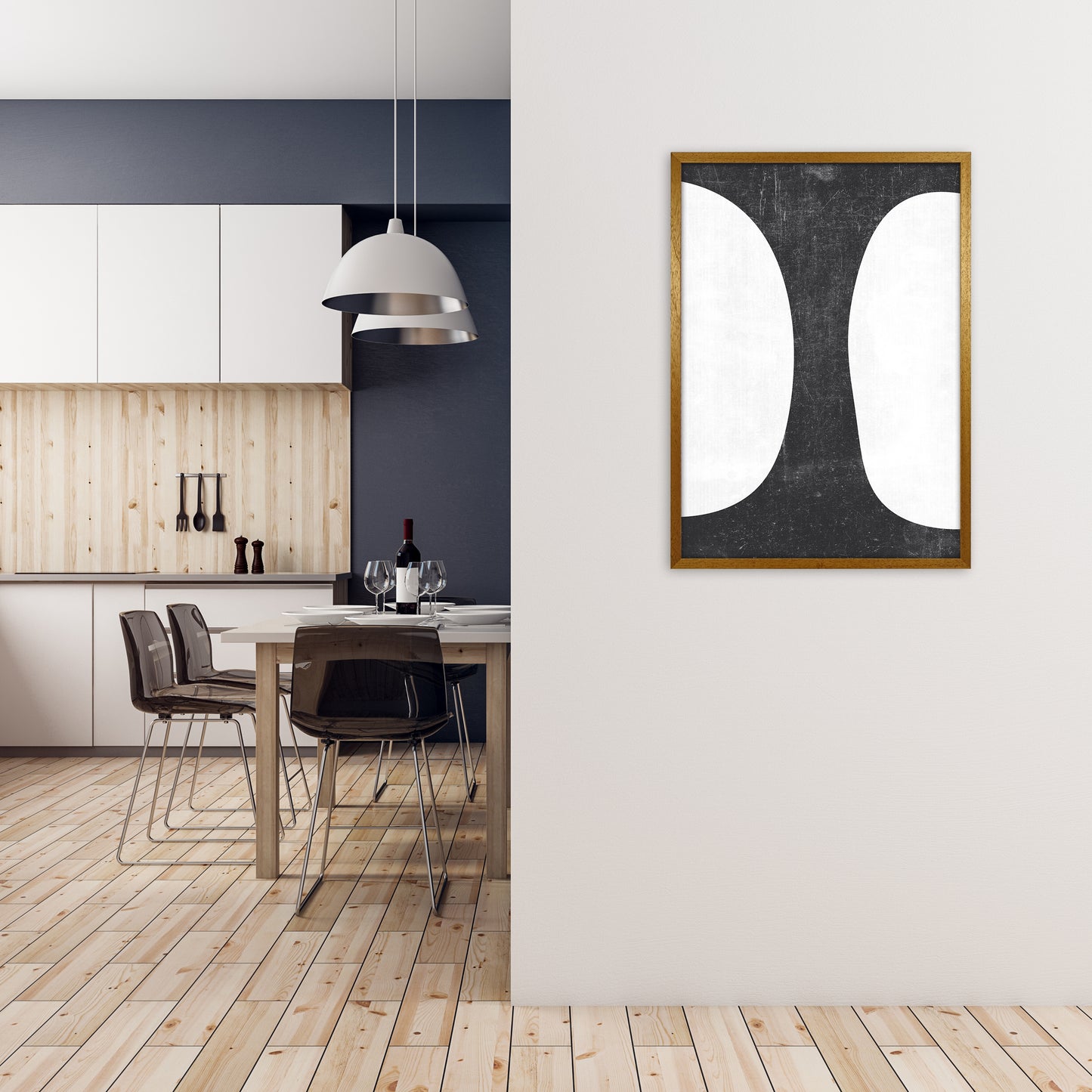 Mid Century Black and White Grunge Wall Art A A1 Print Only