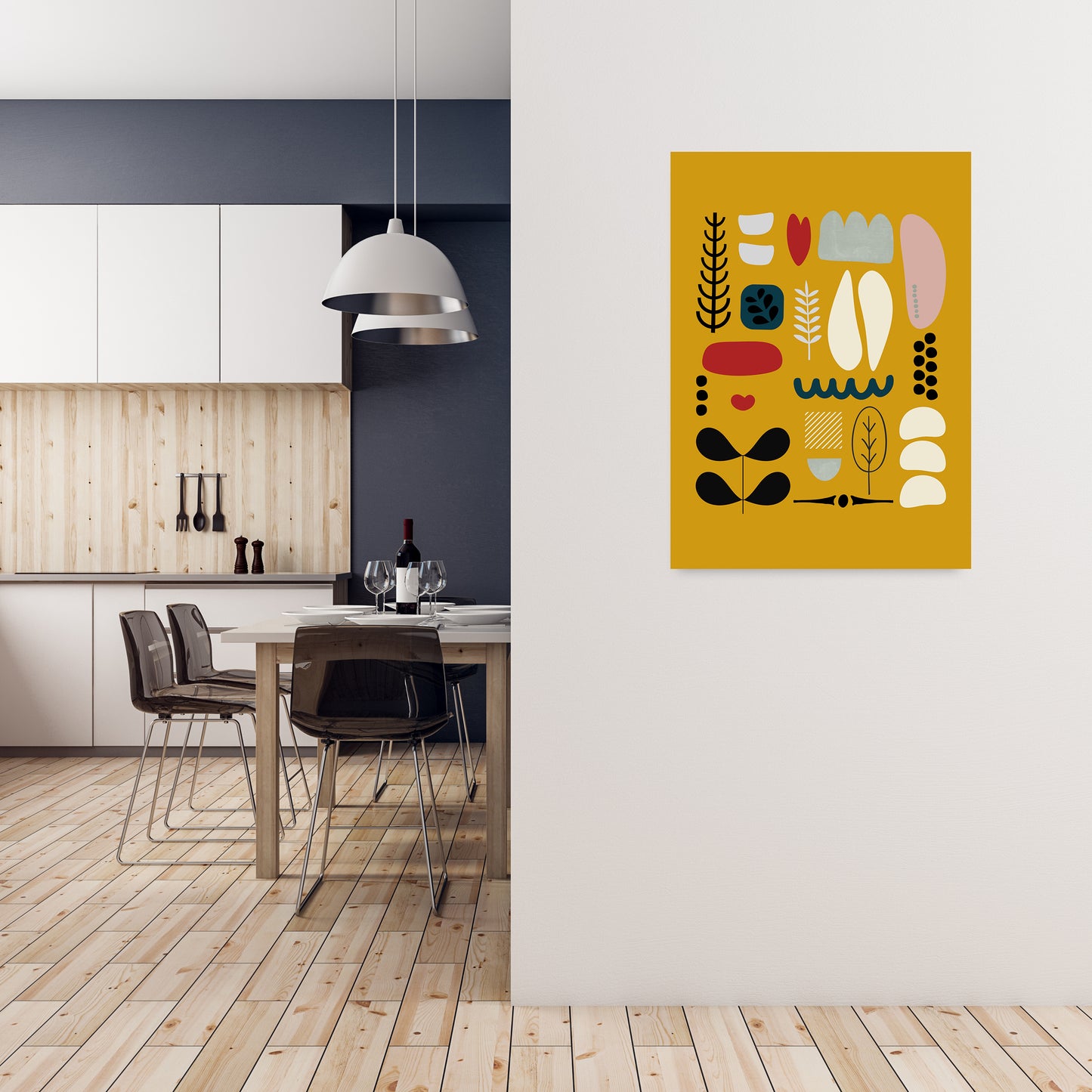 Scandinavian Shapes Artwork Original A1 Black Frame