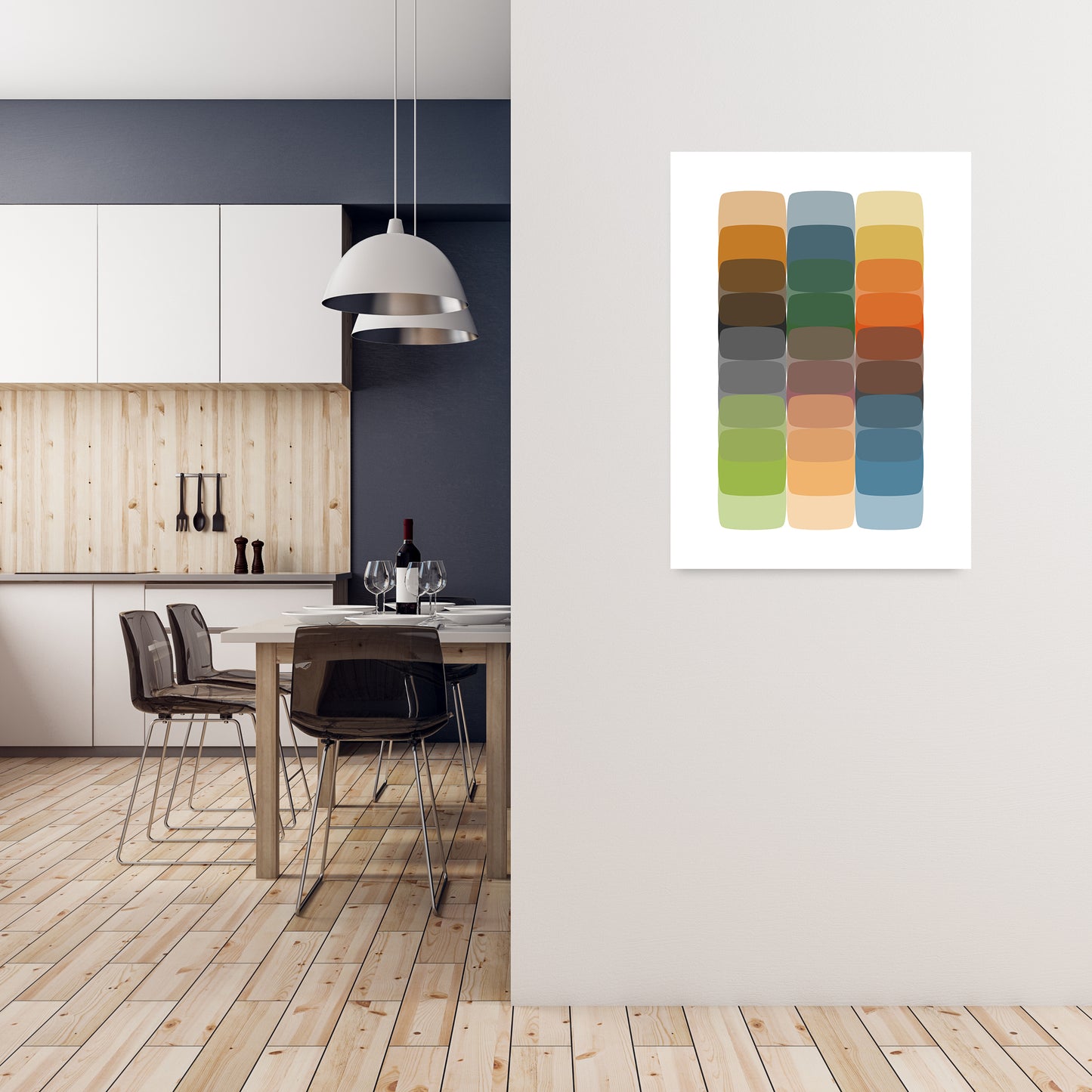 Colorful Rainbow Abstract Original A1 Black Frame