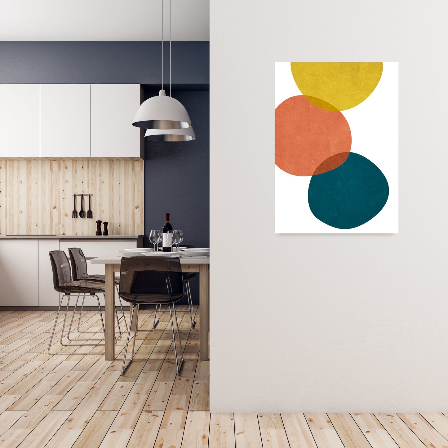 Yellow Red Blue Abstract Original A1 Black Frame