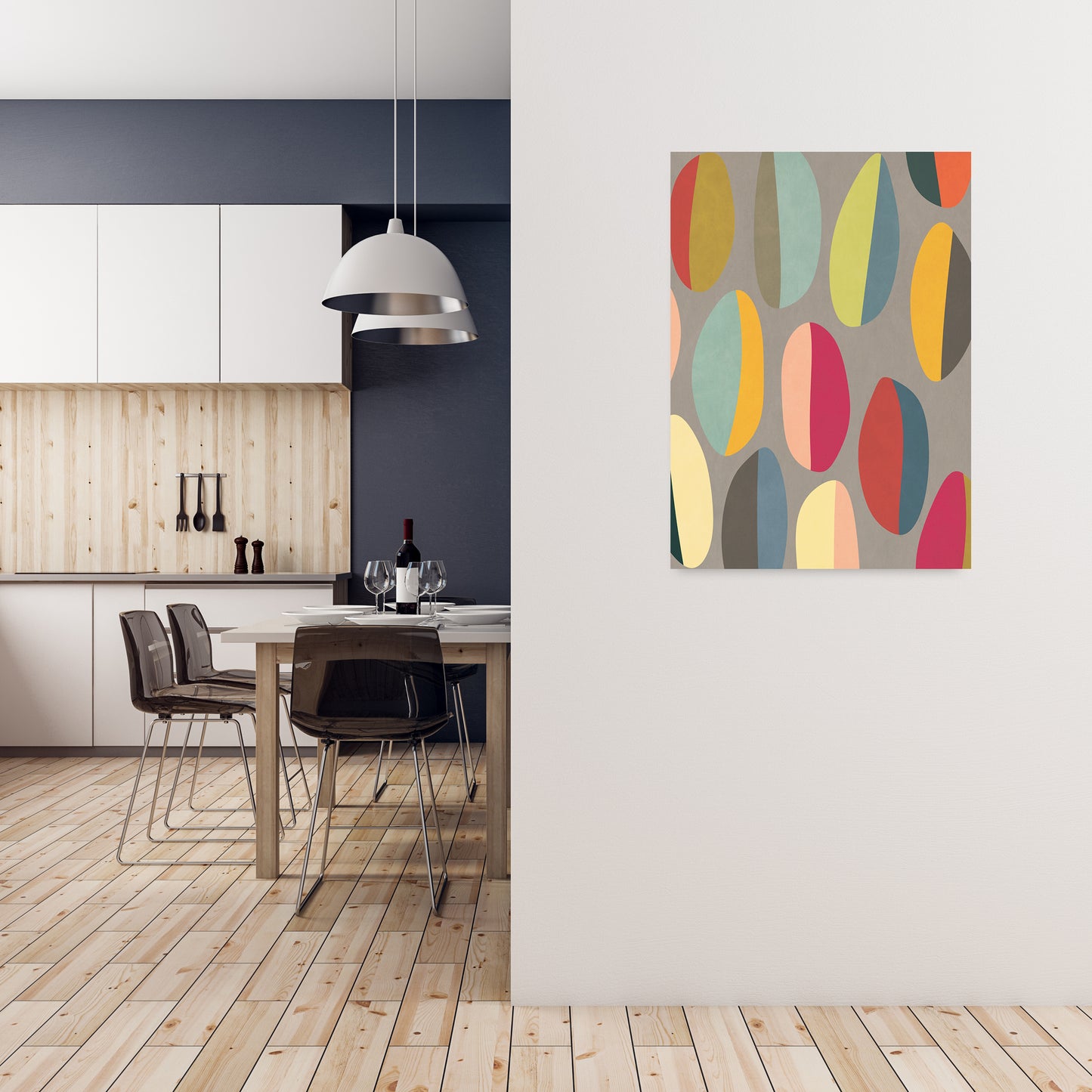 Mid Century Half Pebbles Pair One A A1 Black Frame