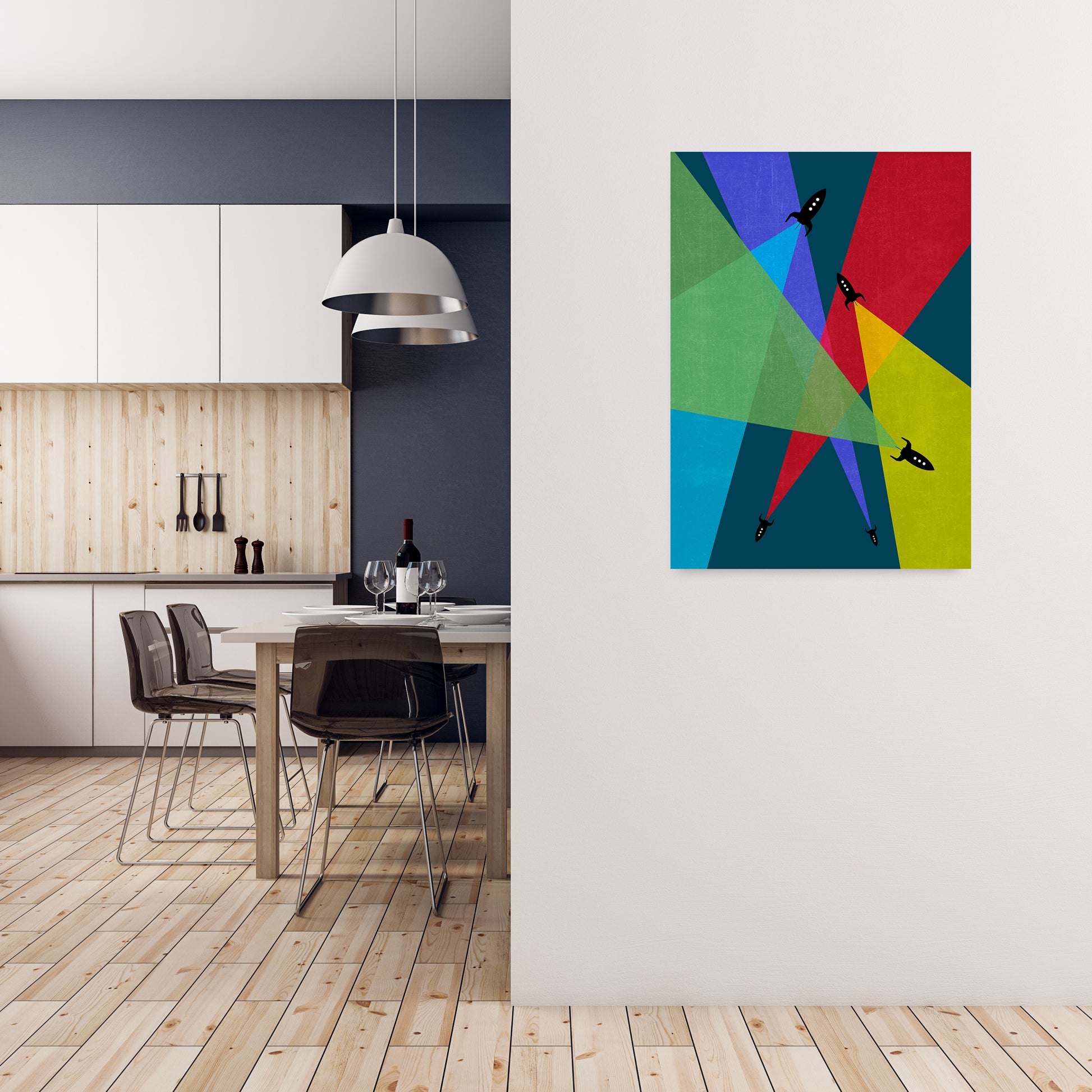 Rocket Bedroom Print A A1 Black Frame