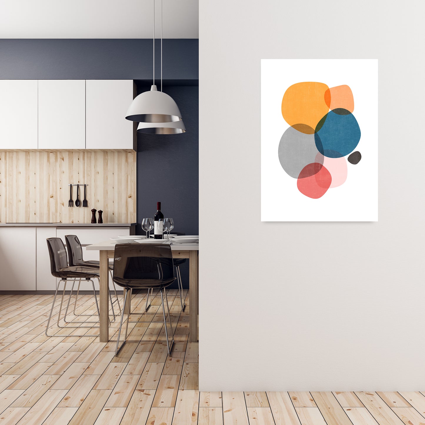 Mid Mod Abstract Shapes E A1 Black Frame