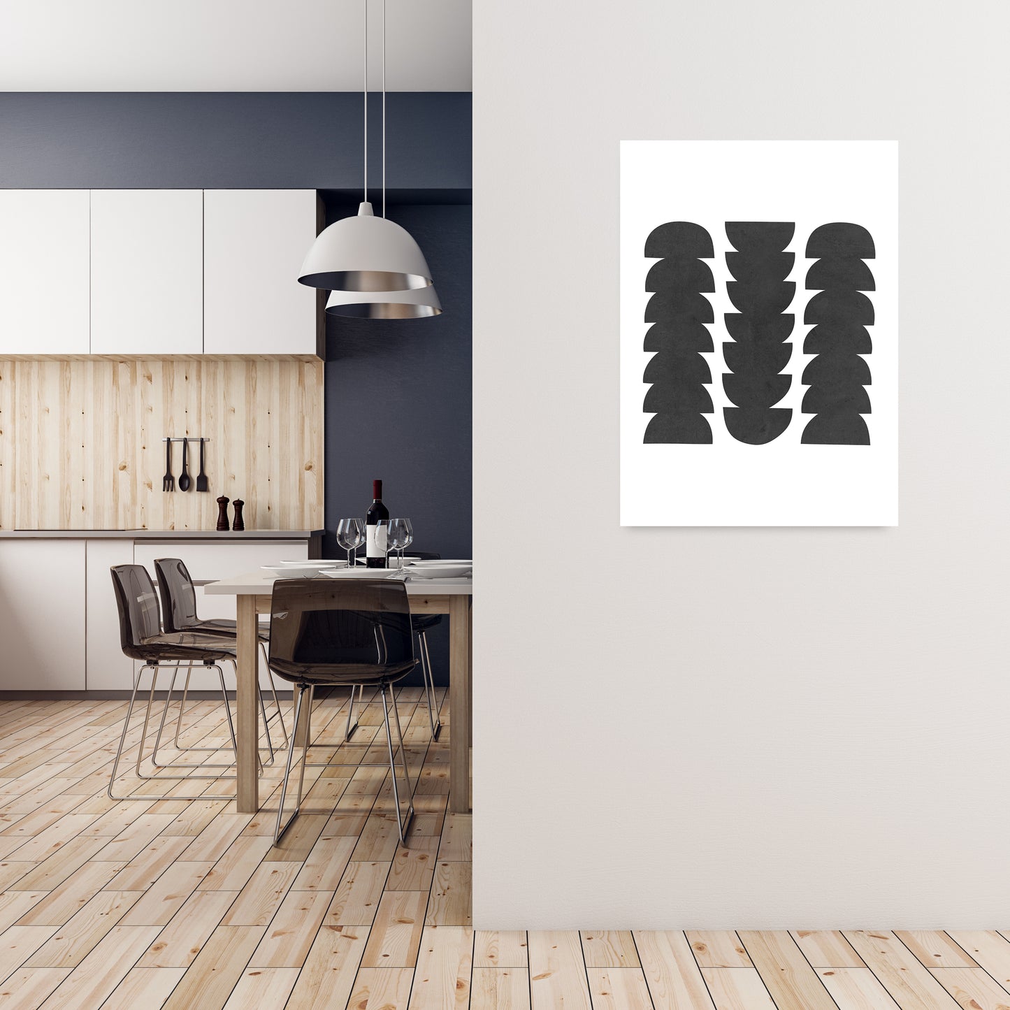 Mid Century Modern Abstract Grunge A1 Black Frame