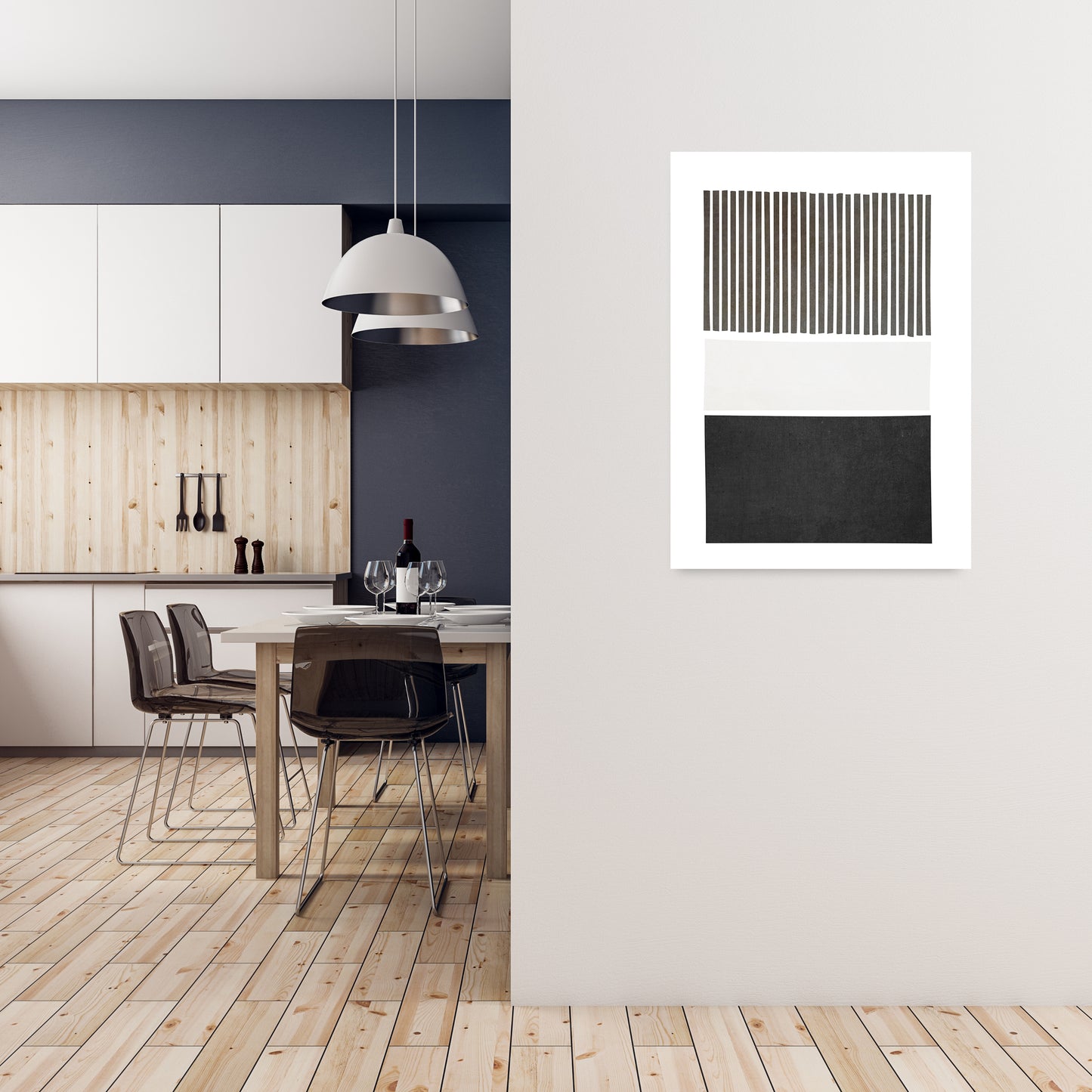 Mid Century Modern Art Original A1 Black Frame