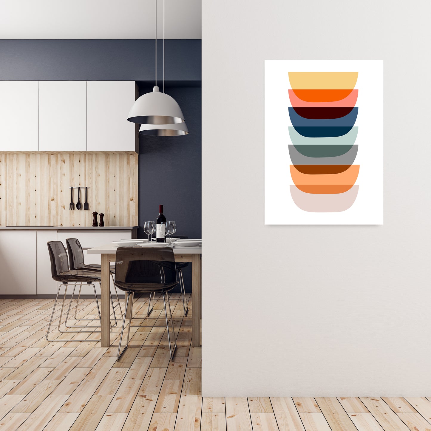 Abstract Mid Century Art Original A1 Black Frame