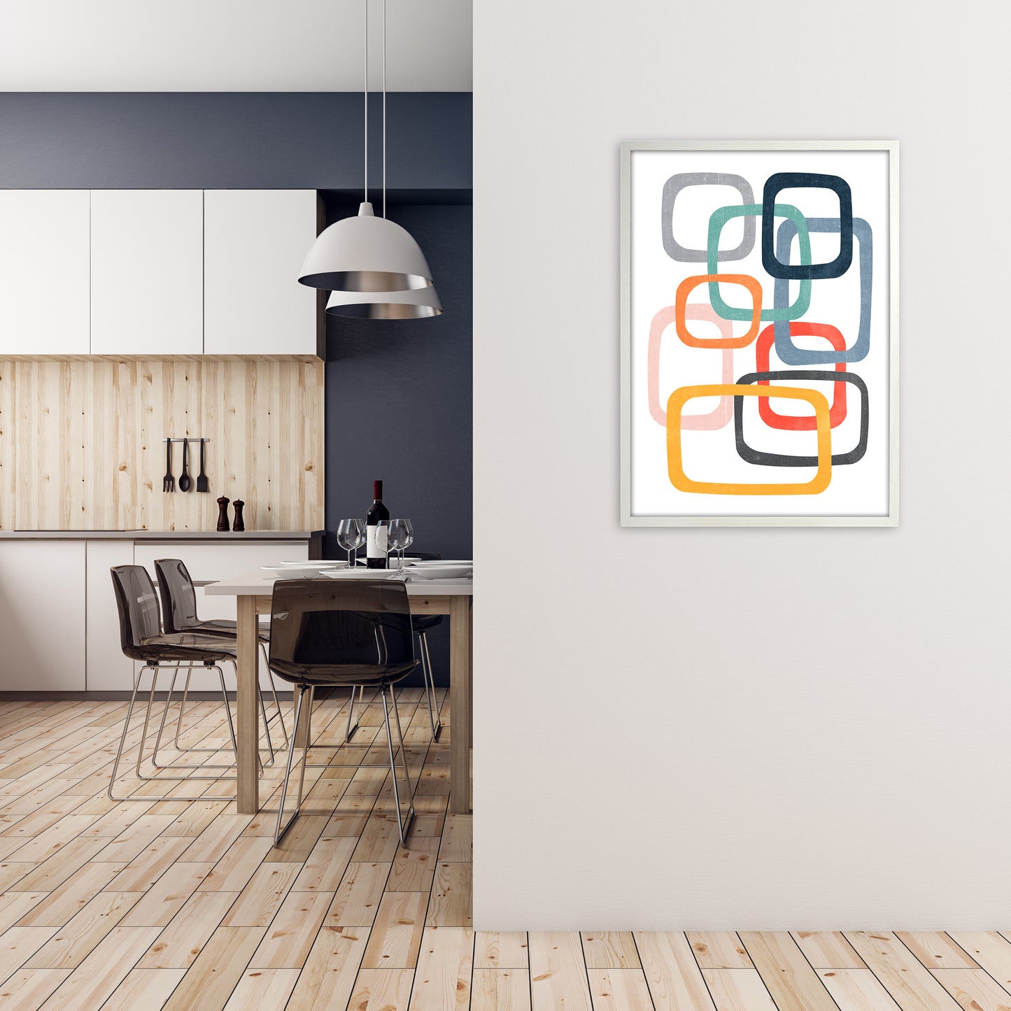 Abstract Mid Mod Color Original A1 Oak Frame