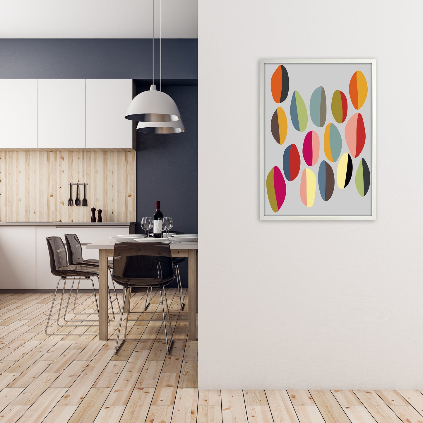 Mid Century Half Pebbles Pair Two B A1 Oak Frame