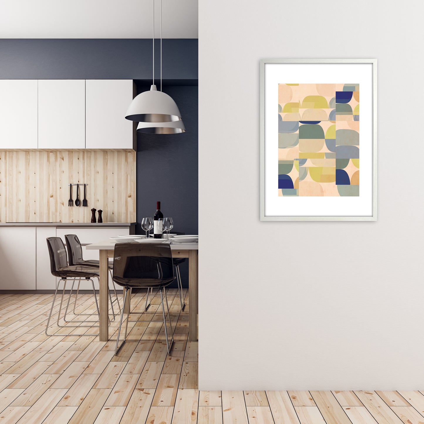 Abstract Prints Pastel B A1 Oak Frame