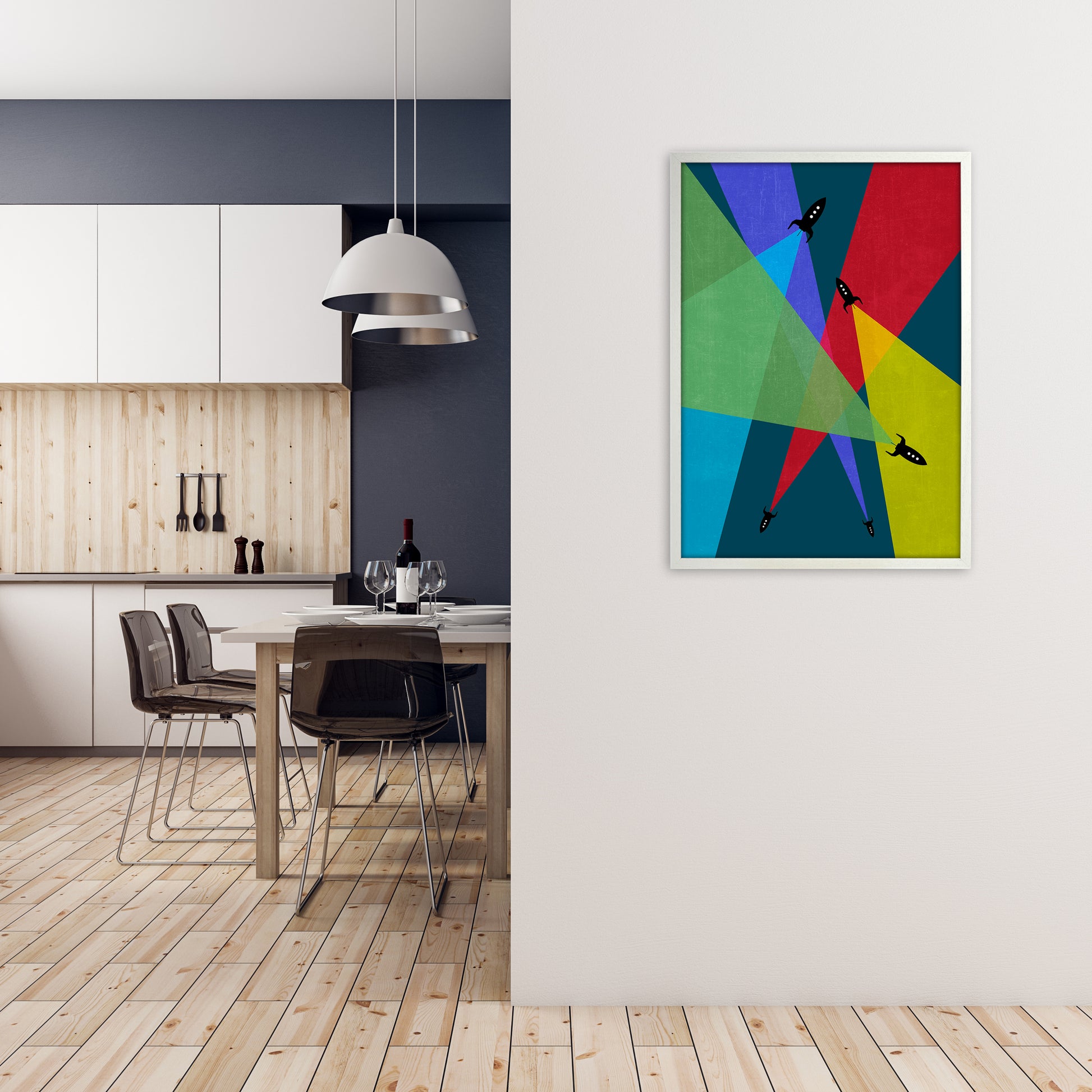 Rocket Bedroom Print A A1 Oak Frame