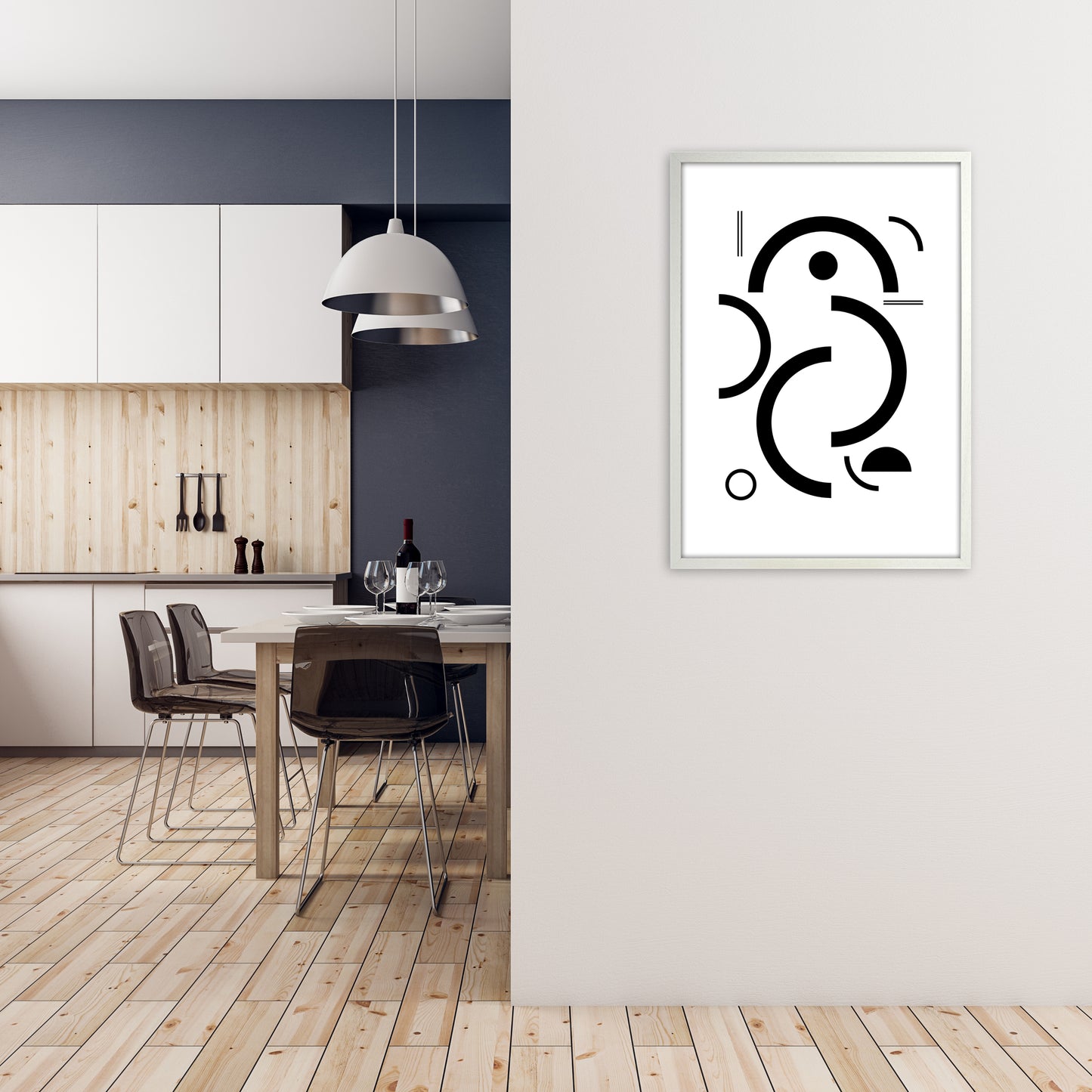 Bauhaus Black and White One A1 Oak Frame
