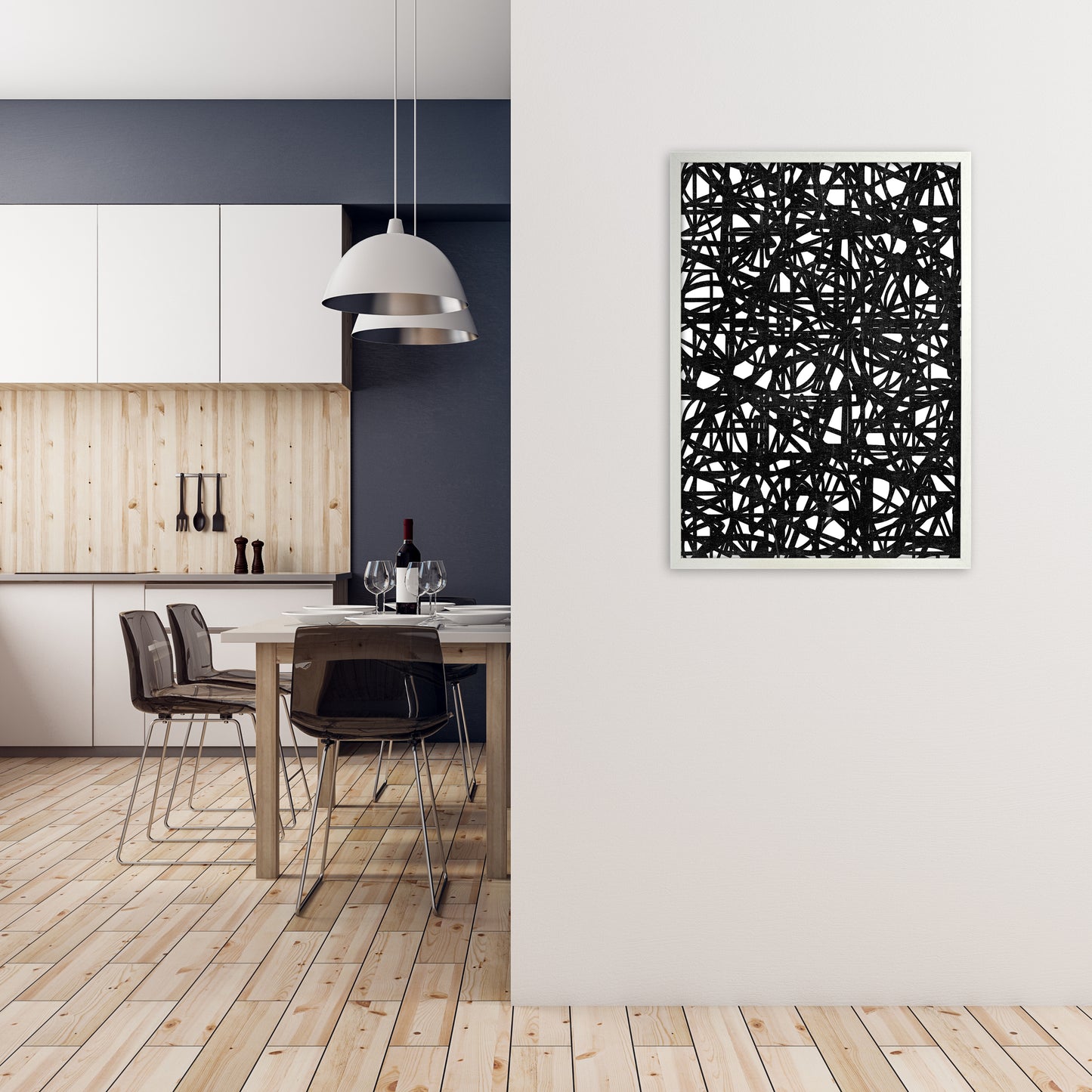 Black Graphic Print Original A1 Oak Frame