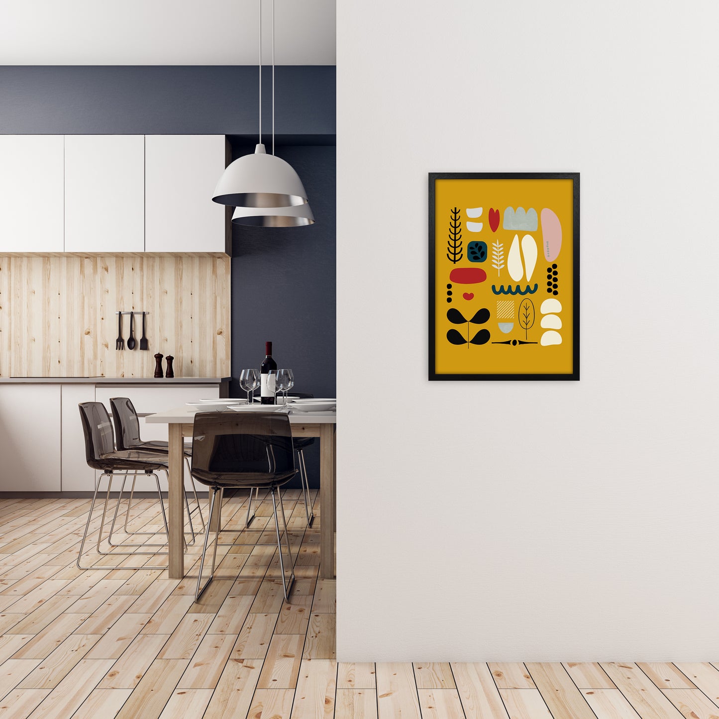 Scandinavian Shapes Artwork Original A2 White Frame
