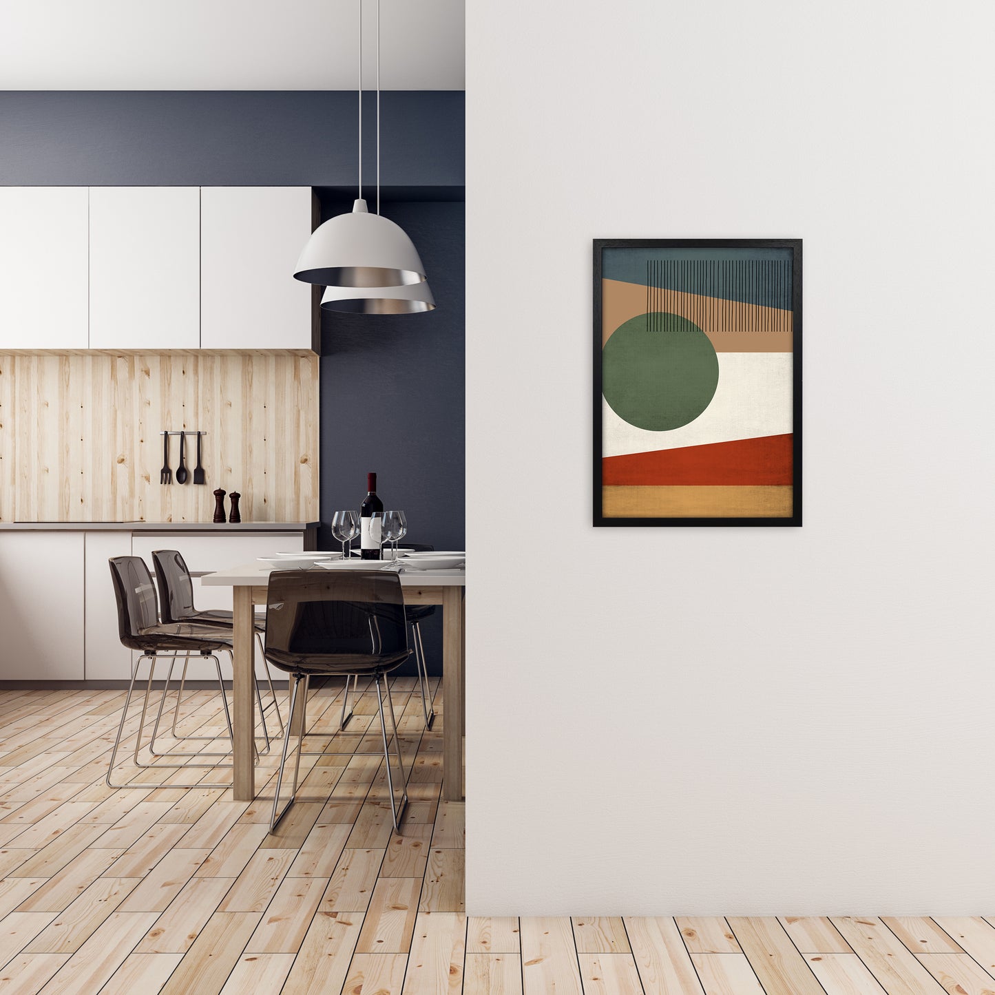 Abstract Wall Art Earth Tones A2 White Frame