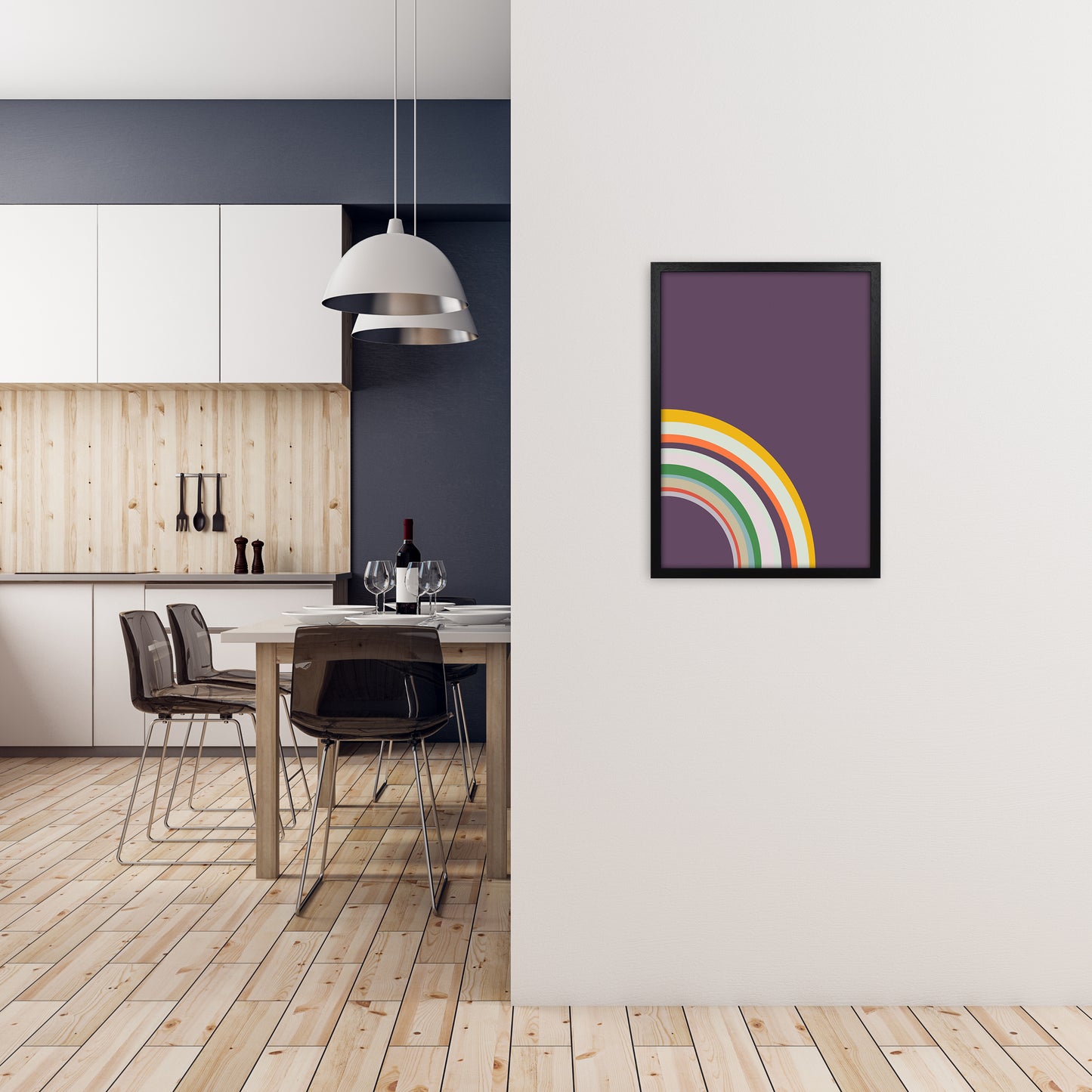 Pair of Nursery Rainbow Prints Right B A2 White Frame