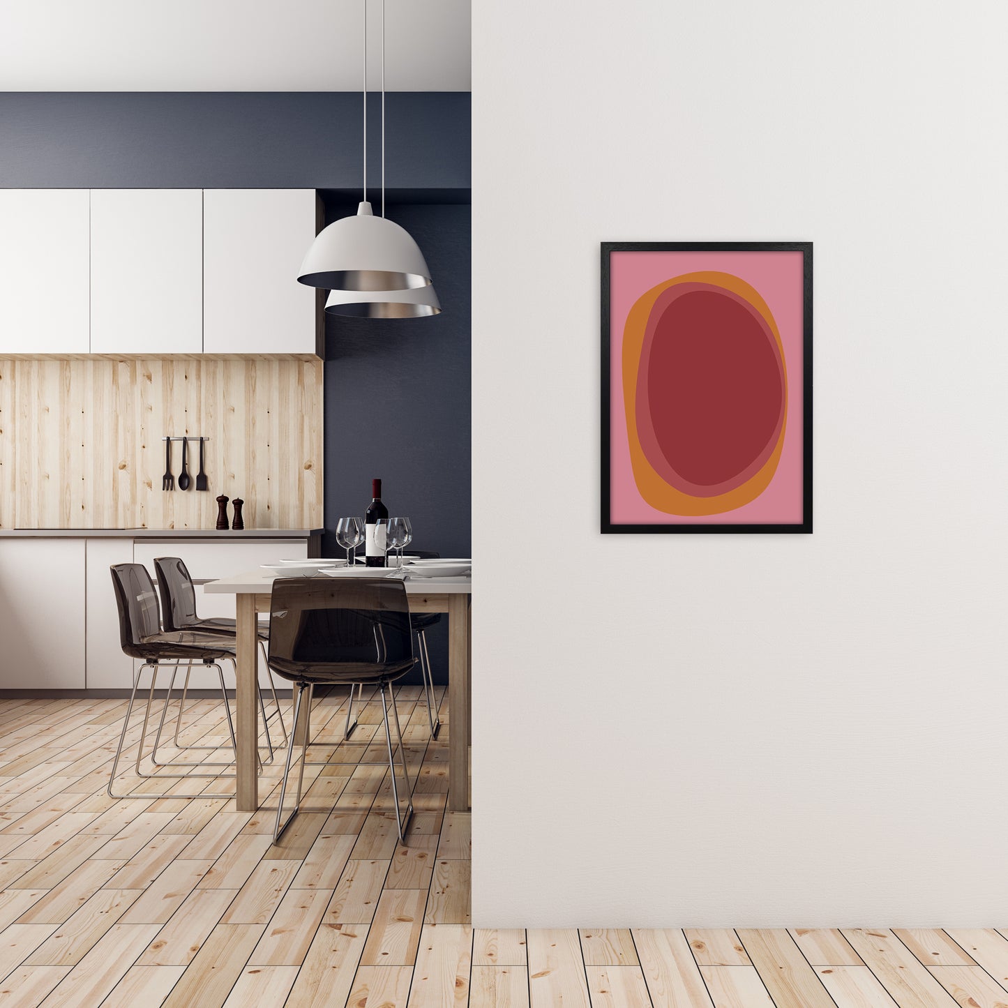 Colourful Bright Abstract Wall Art Print B A2 White Frame