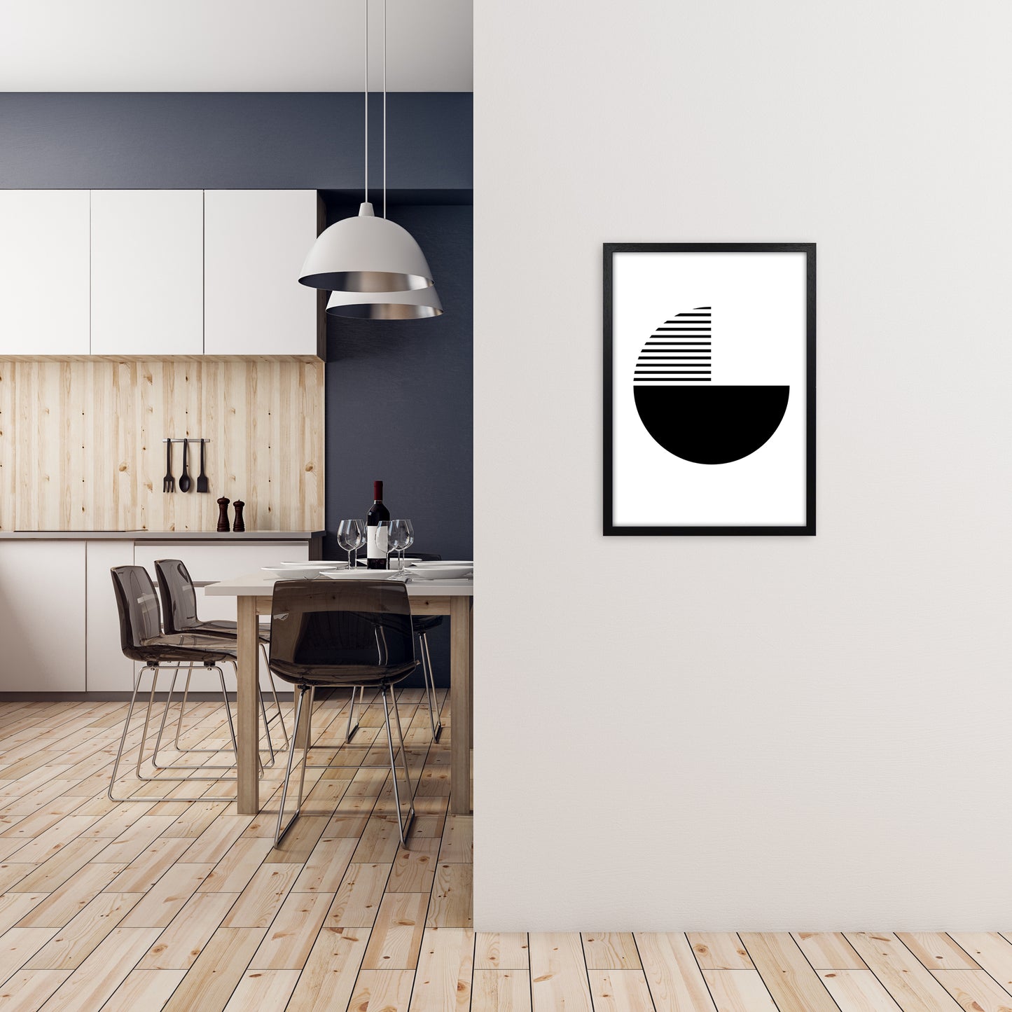 Mid Century Black Original A2 White Frame