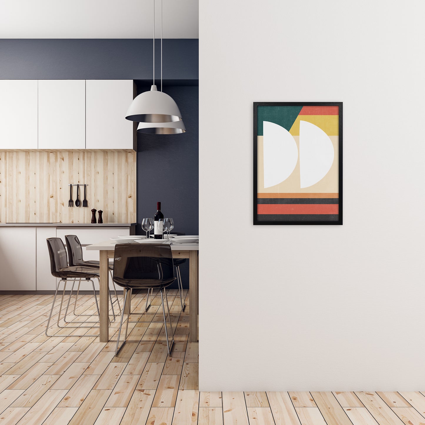Mid Century Modern Art Print A A2 White Frame