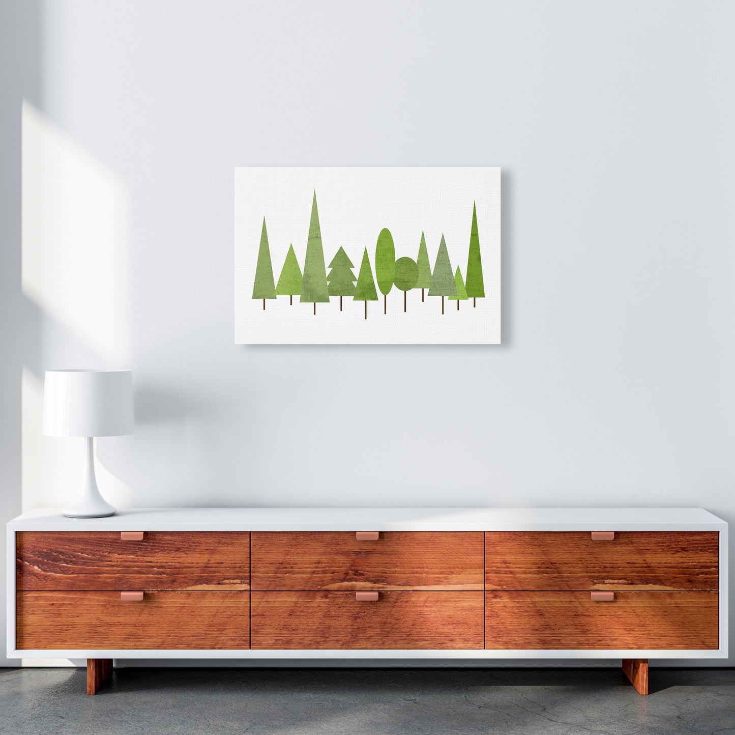 Scandinavian Trees Landscape Original A2 Canvas