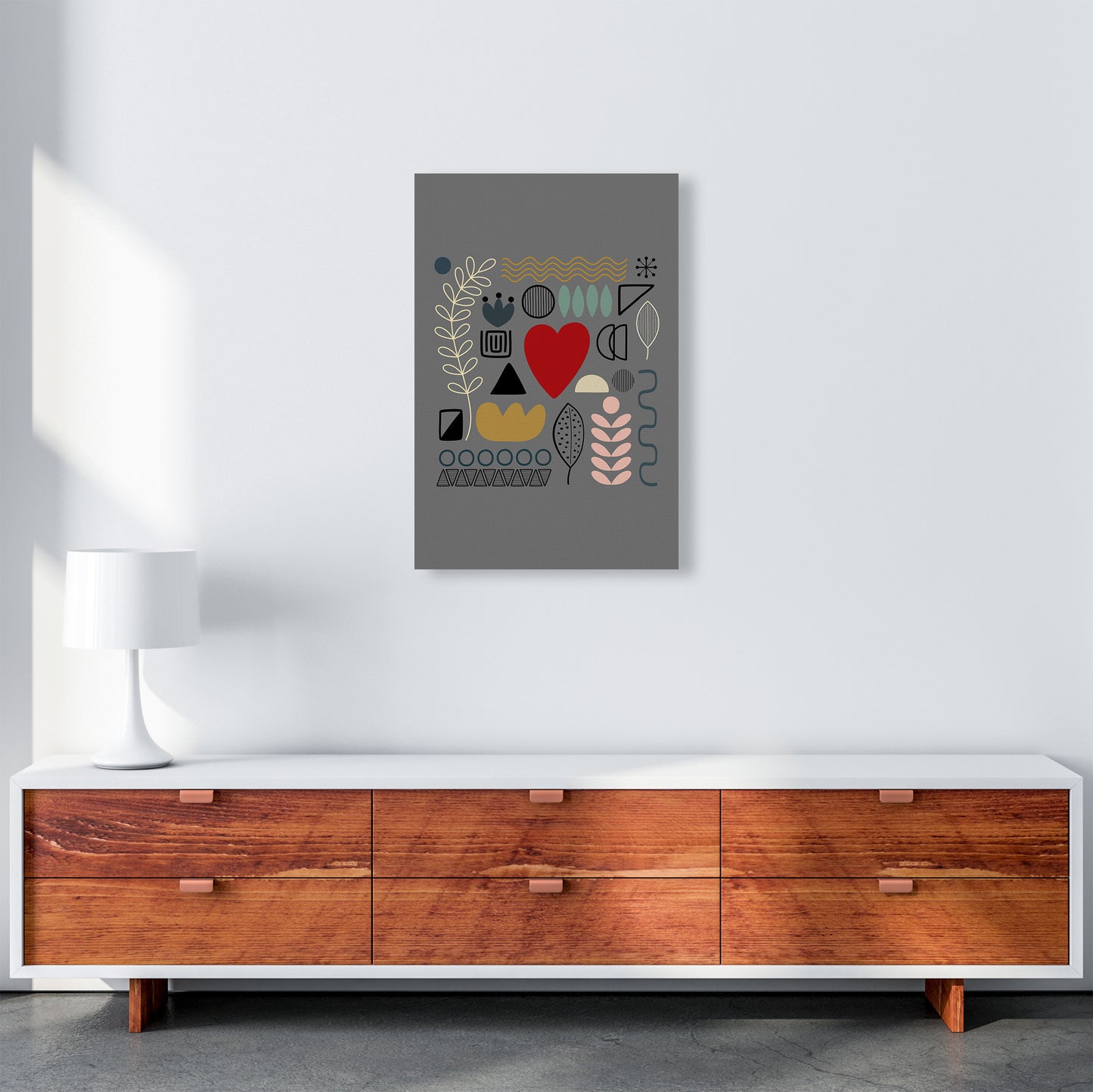 Scandnavian Shapes on Grey Original A2 Canvas