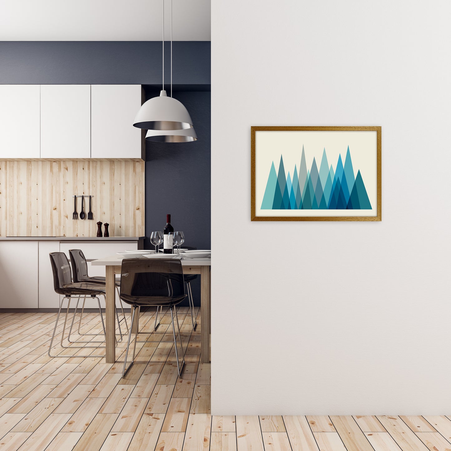 Mid Century Blue Mountains Original A2 Print Only
