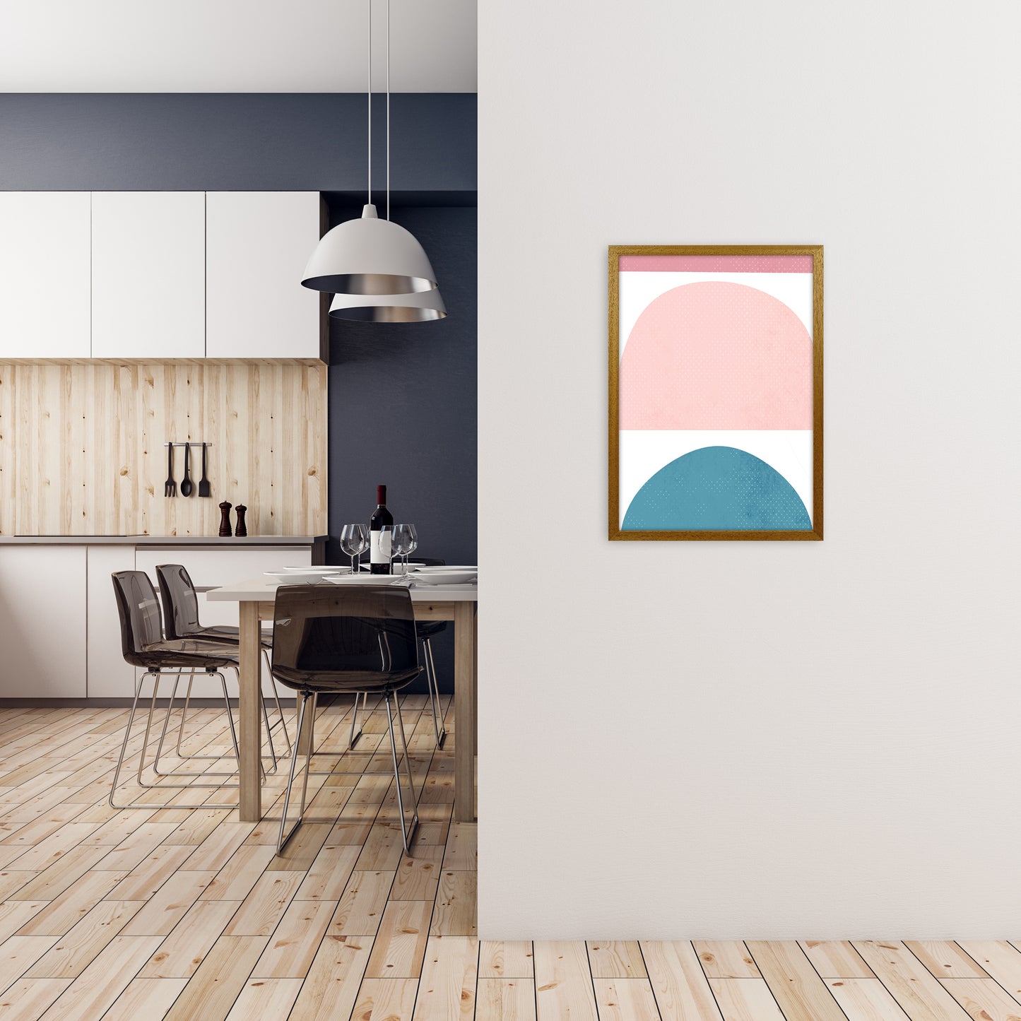 Abstract Blue and Pink Original A2 Print Only