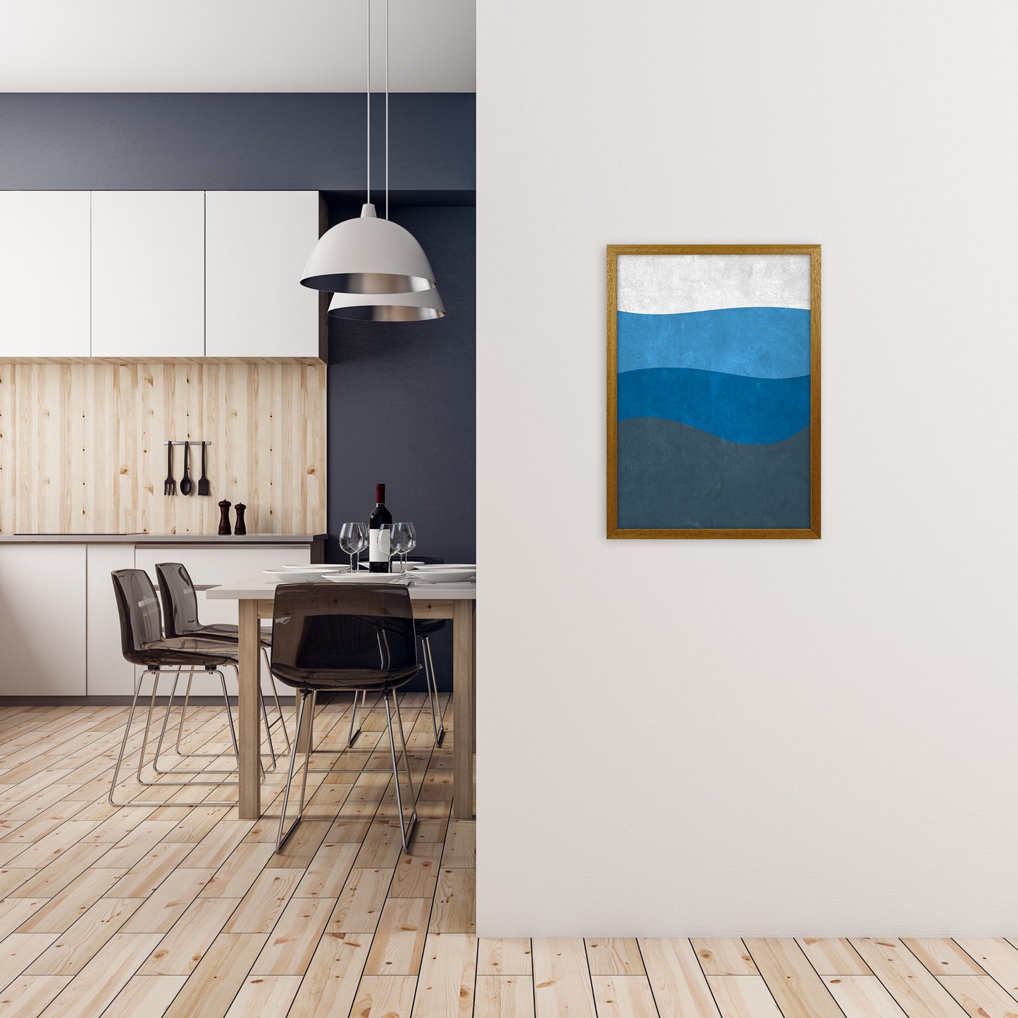 Abstract Blue Seascape Grunge A2 Print Only