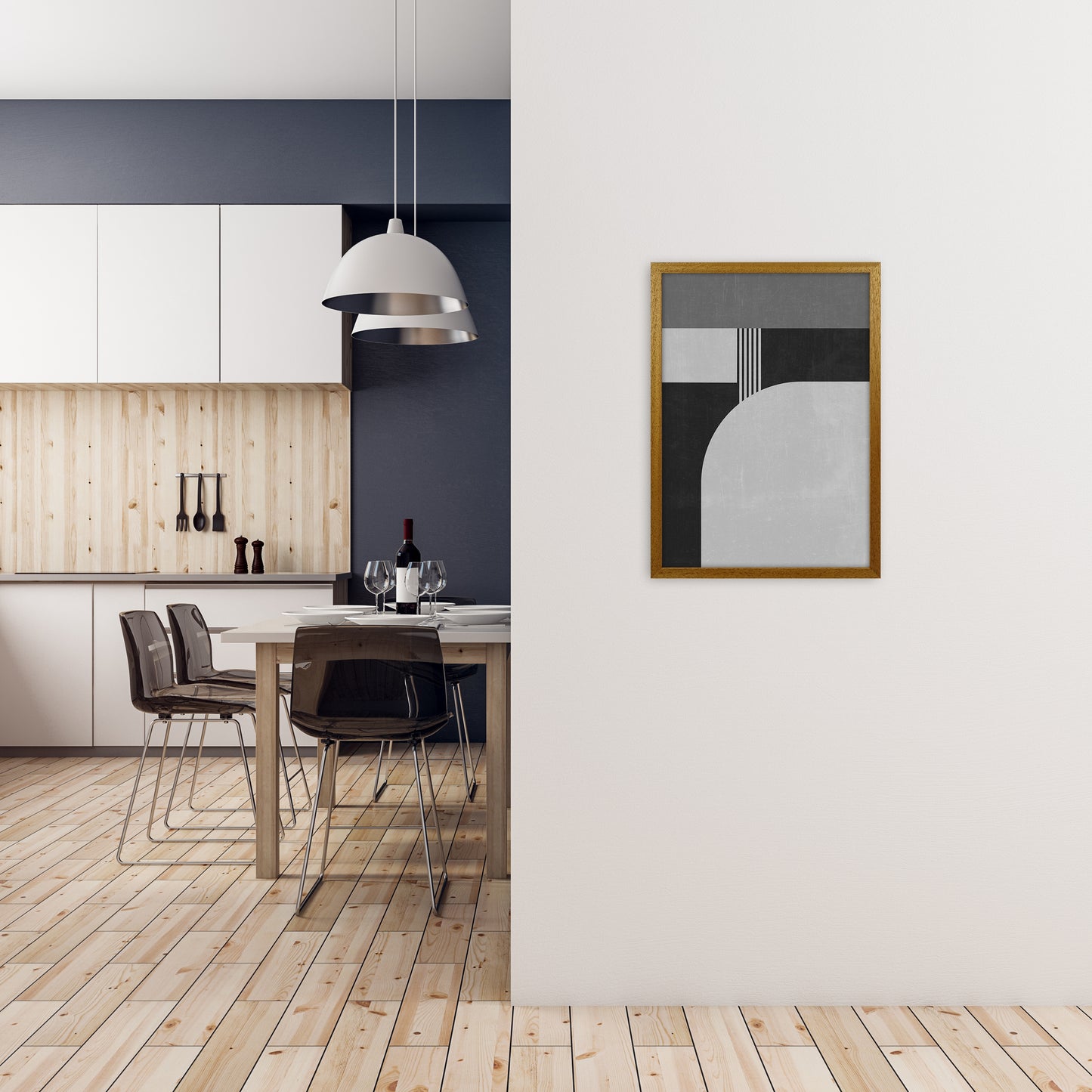 Mid Century Black and White Print A A2 Print Only