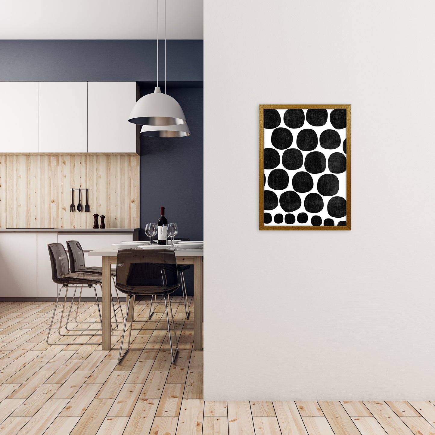 Black Grunge Circles Original A2 Print Only