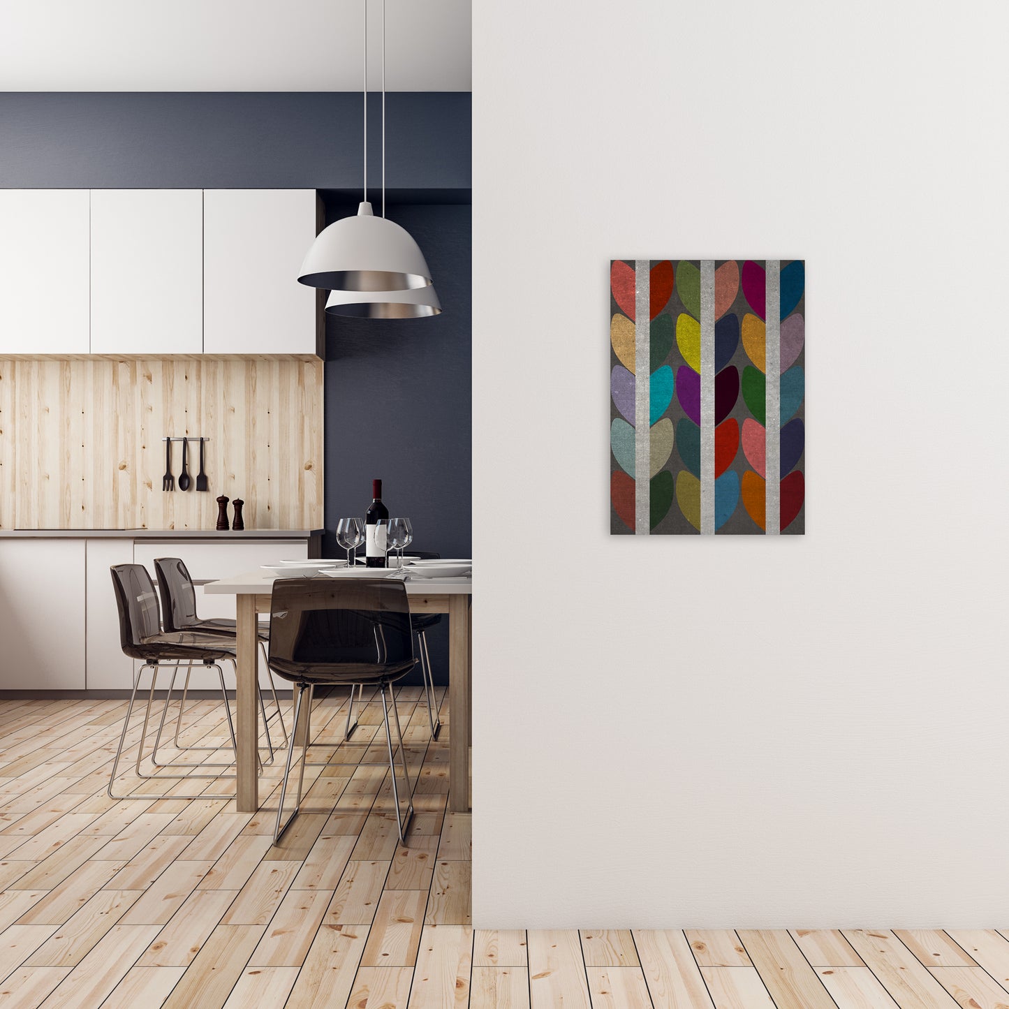 Scandinavian Wall Art Dark Original A2 Black Frame