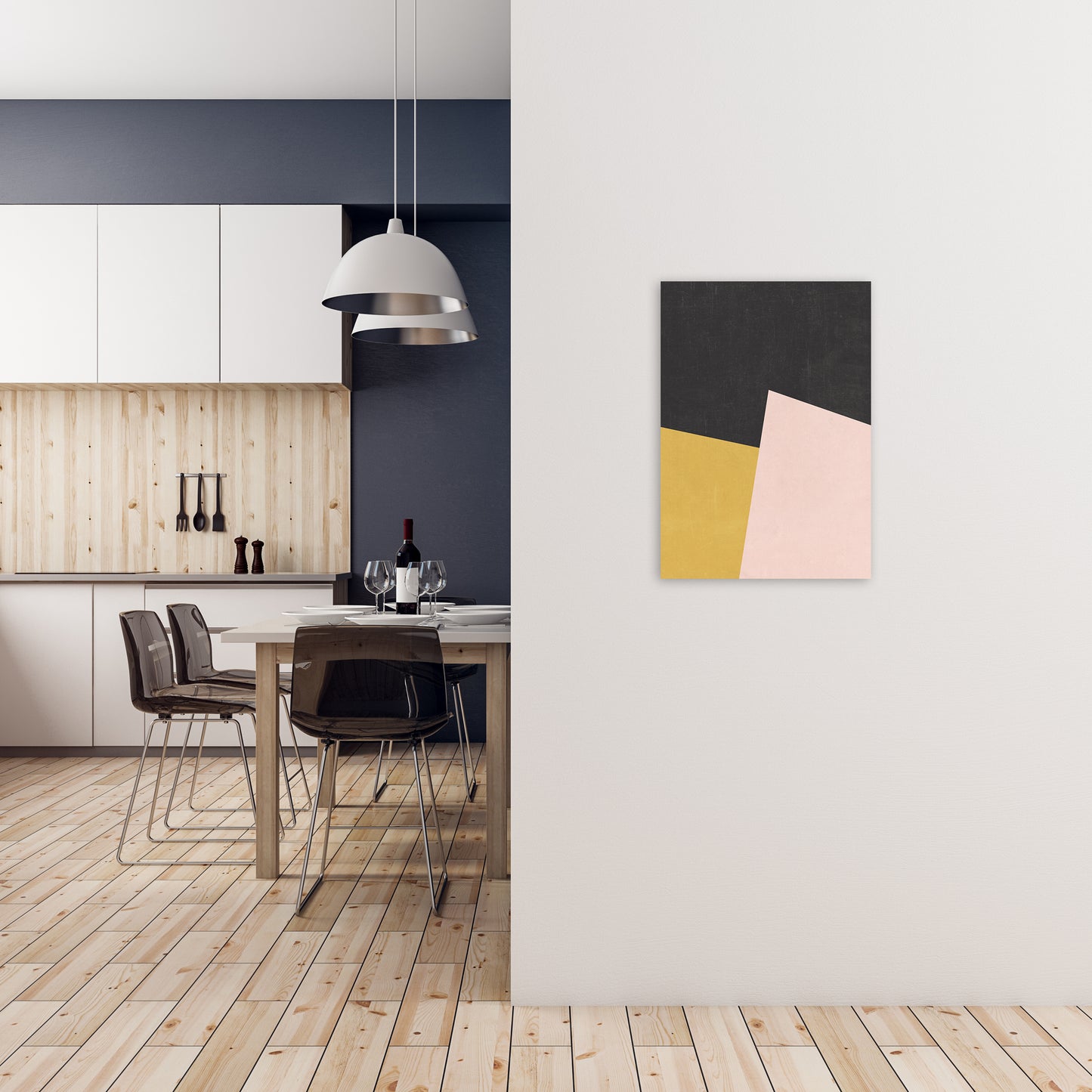 Colour Block Art Print B A2 Black Frame