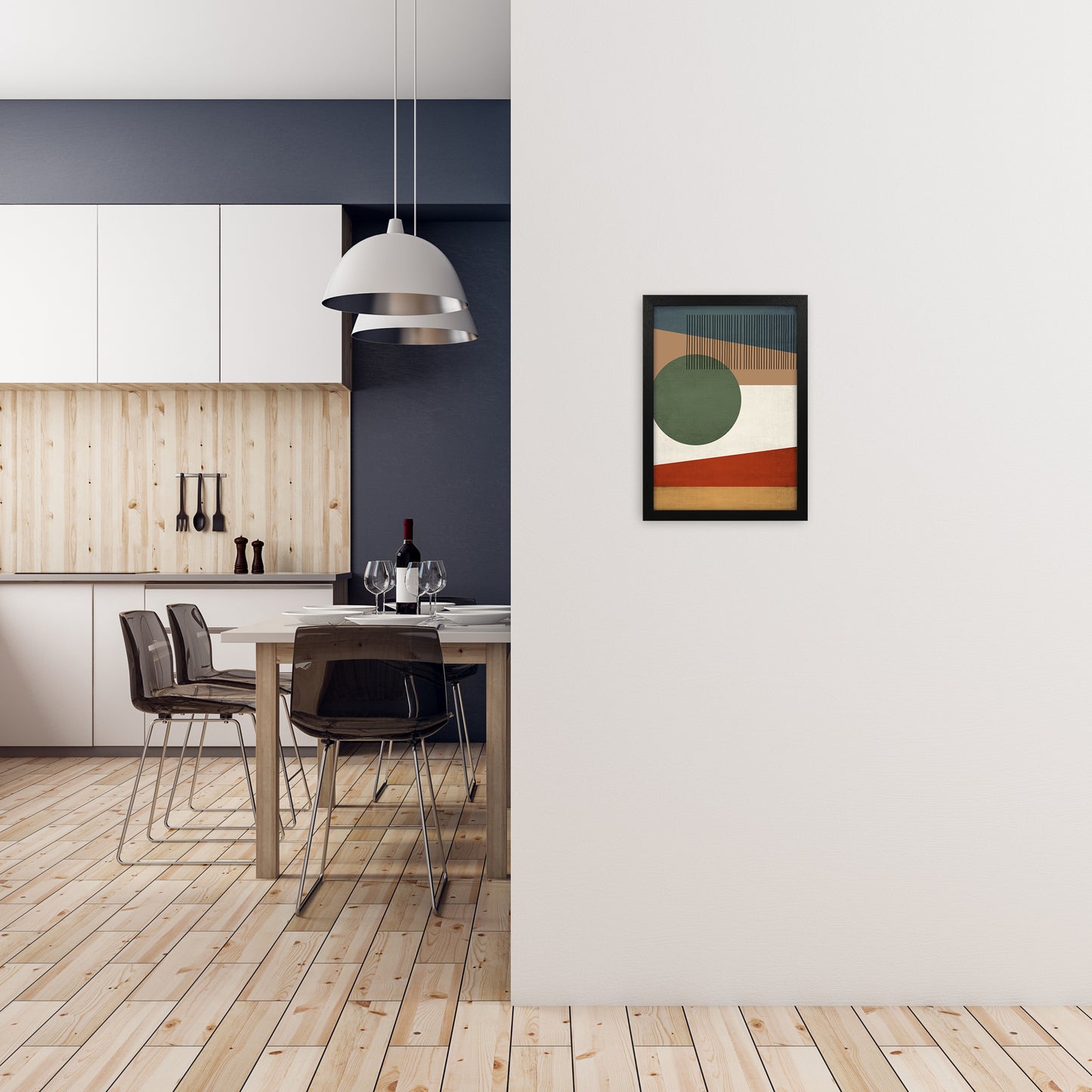 Abstract Wall Art Earth Tones A3 White Frame
